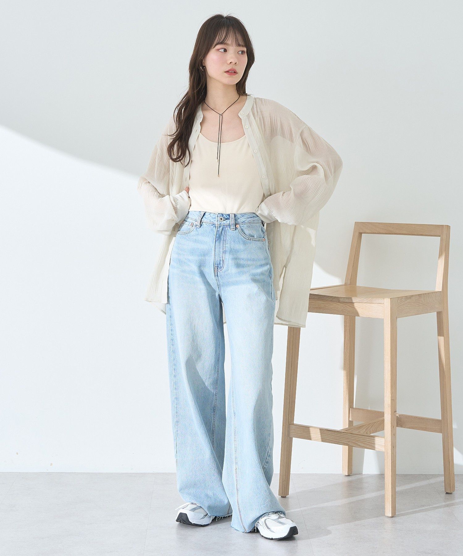 アースミュージックアンドエコロジー earth music&ecology マジョリカプリーツレギュラーシャツ （グレーベージュ） グレーベージュ