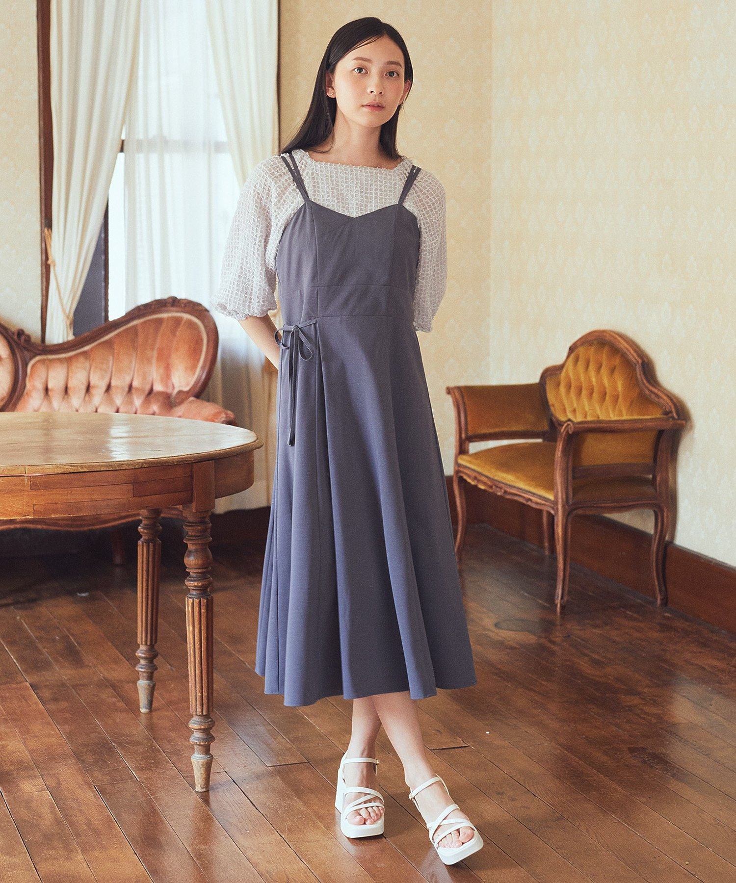 アースミュージックアンドエコロジー earth music&ecology サイドリボンラップ風キャミワンピース （モカ） モカ