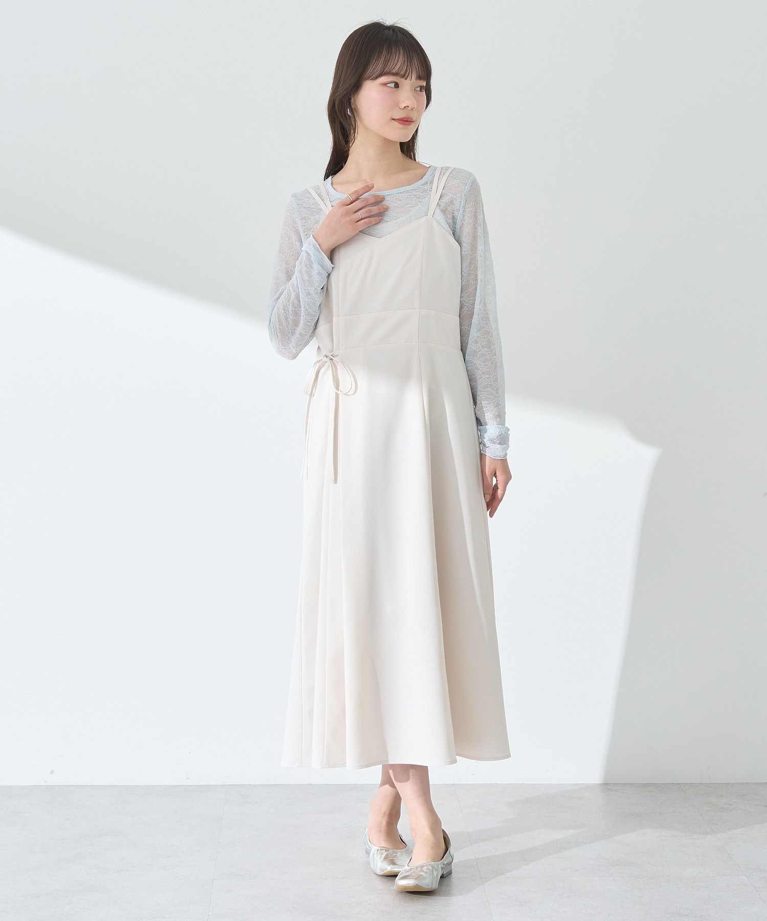 アースミュージックアンドエコロジー earth music&ecology サイドリボンラップ風キャミワンピース （モカ） モカ