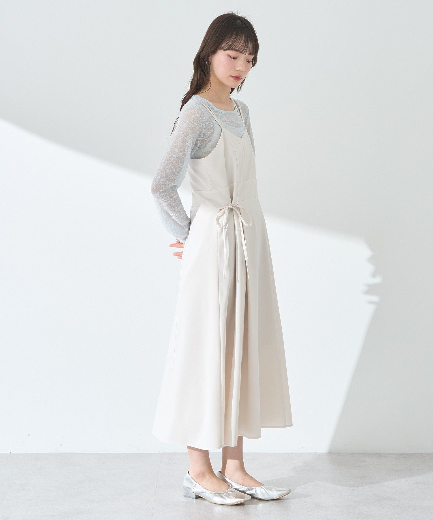 アースミュージックアンドエコロジー earth music&ecology サイドリボンラップ風キャミワンピース （モカ） モカ