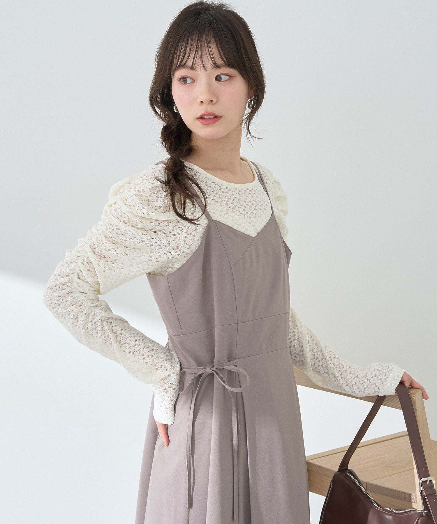 アースミュージックアンドエコロジー earth music&ecology サイドリボンラップ風キャミワンピース （モカ） モカ