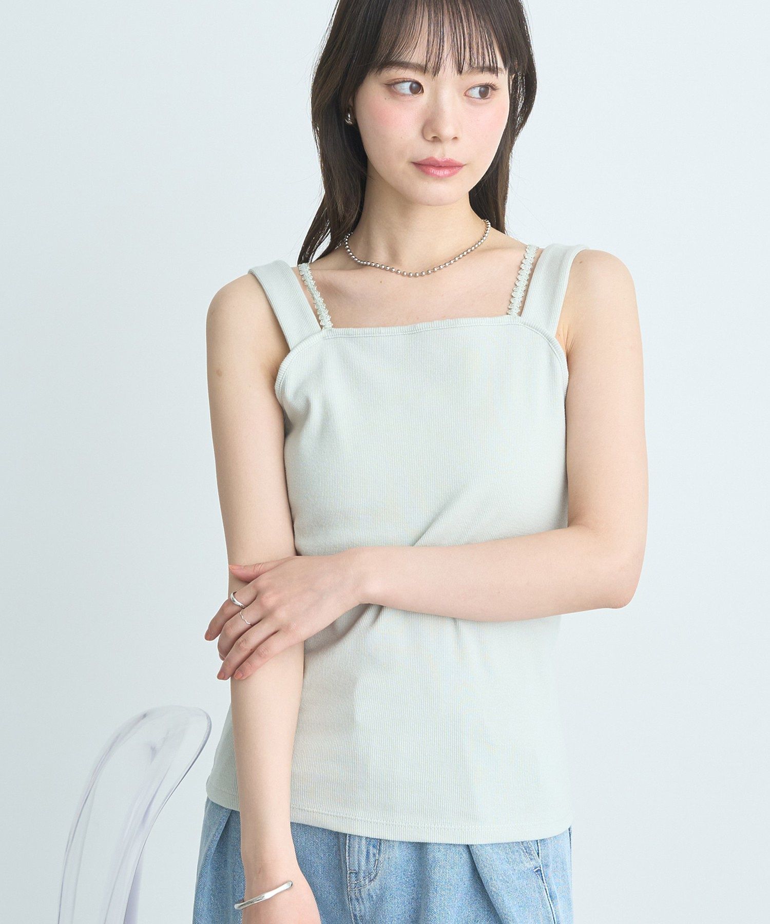 アースミュージックアンドエコロジー earth music&ecology ホルターレースキャミソール （ミント） ミント