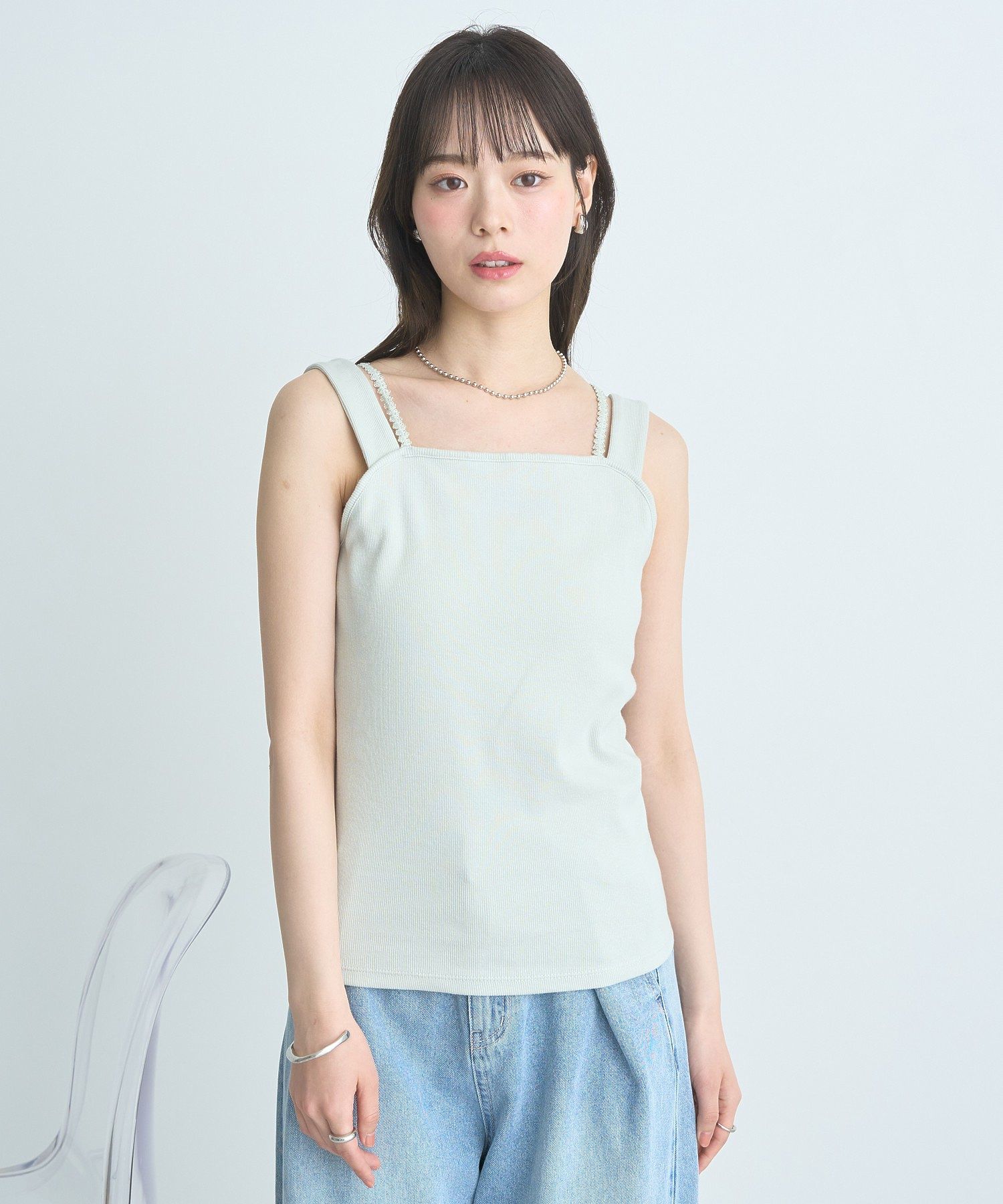 アースミュージックアンドエコロジー earth music&ecology ホルターレースキャミソール （ミント） ミント