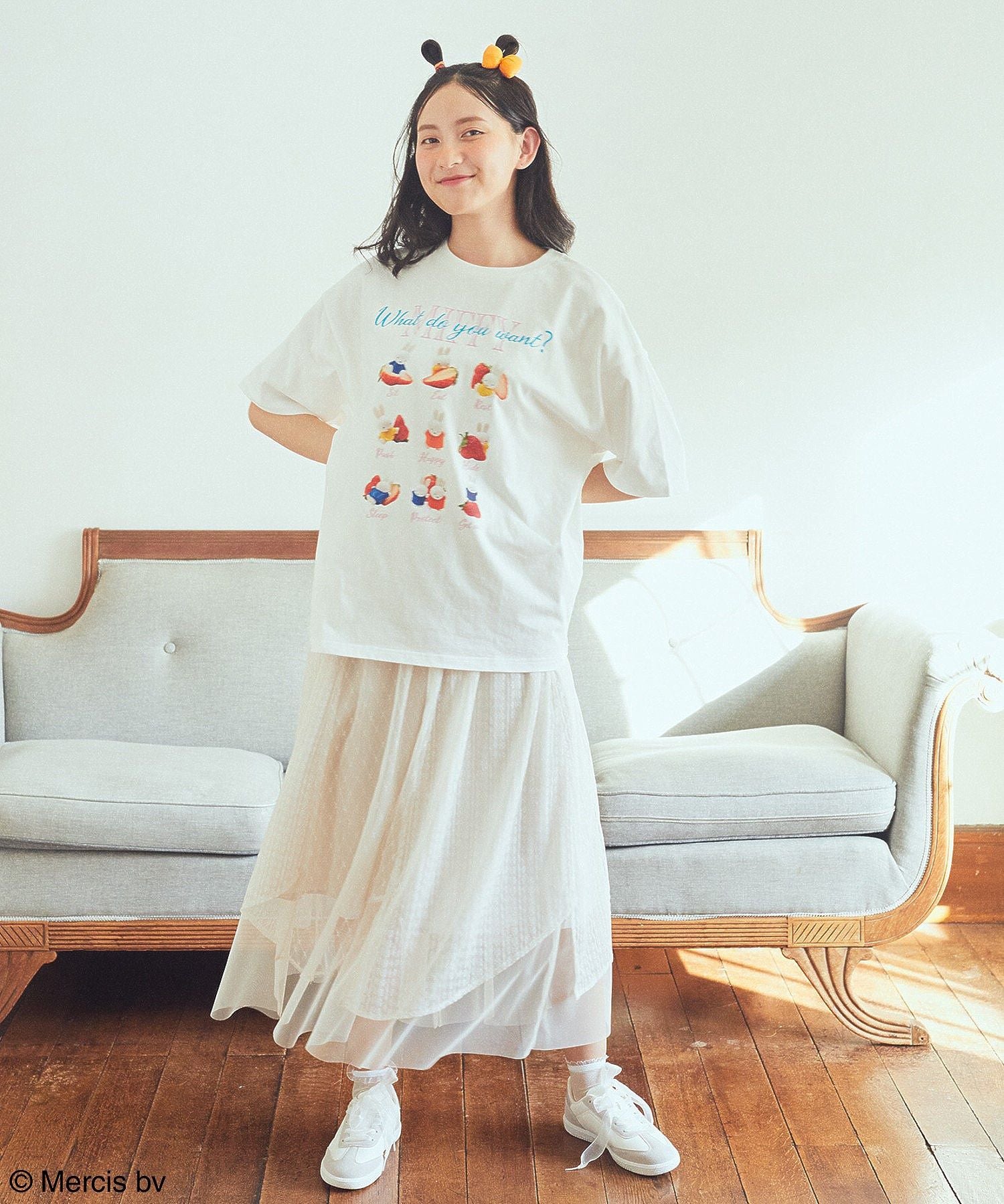 アースミュージックアンドエコロジー earth music&ecology miffy/earth strawberry Tee （オフホワイト） オフホワイト