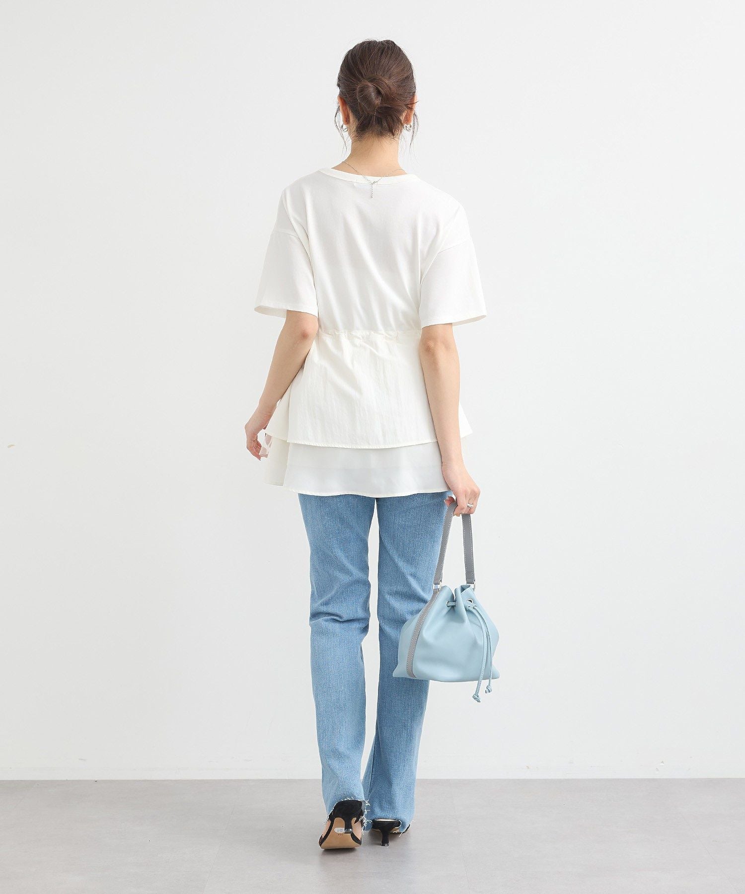 アースミュージックアンドエコロジー earth music&ecology セルフカットフレアデニムパンツ （ミディアムインディゴ） ミディアムインディゴ