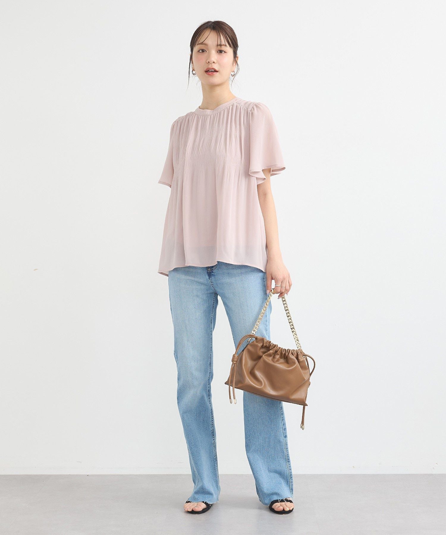 アースミュージックアンドエコロジー earth music&ecology セルフカットフレアデニムパンツ （ミディアムインディゴ） ミディアムインディゴ