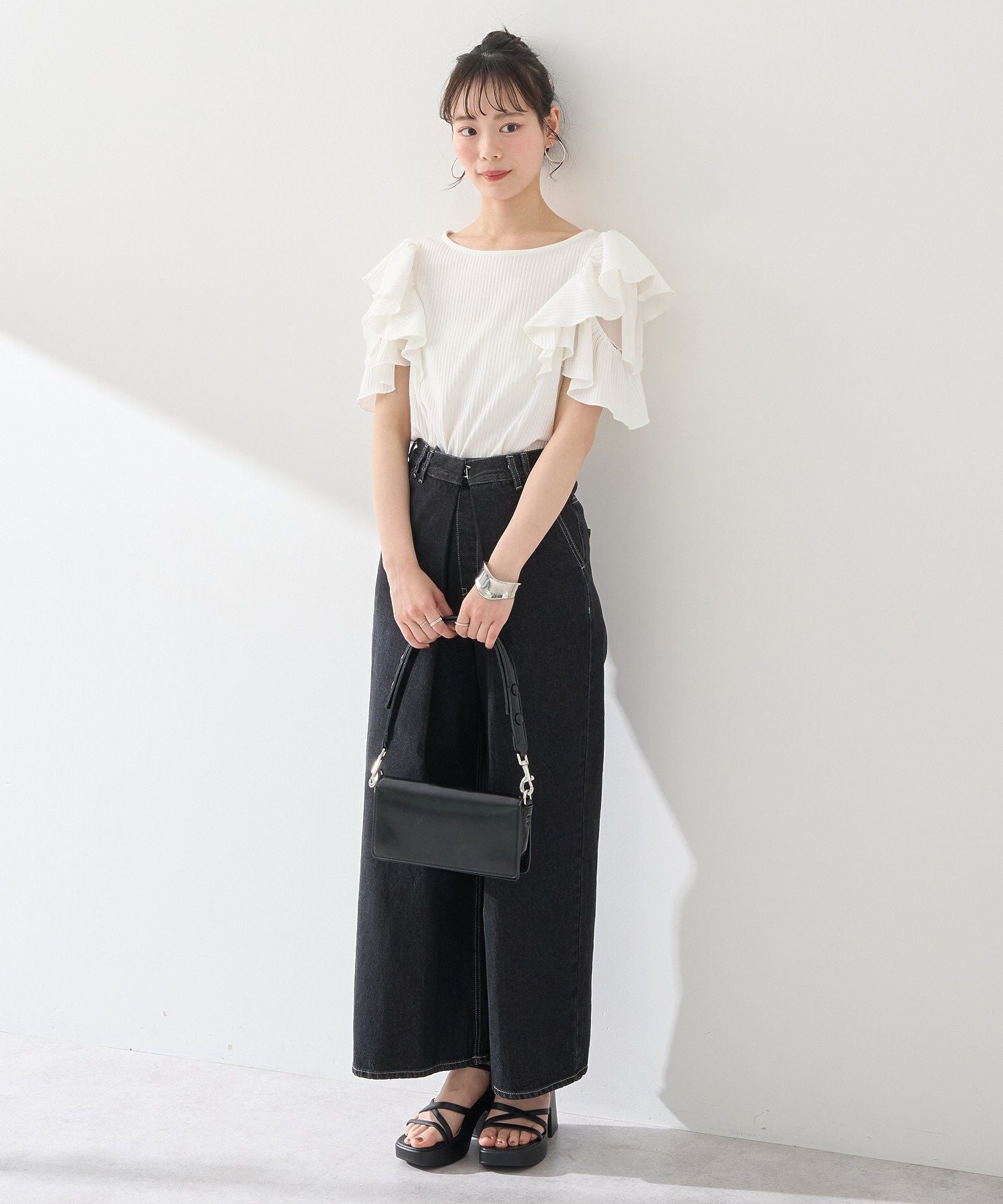 アースミュージックアンドエコロジー earth music&ecology 袖フリルデザインプルオーバー （ピンク） ピンク