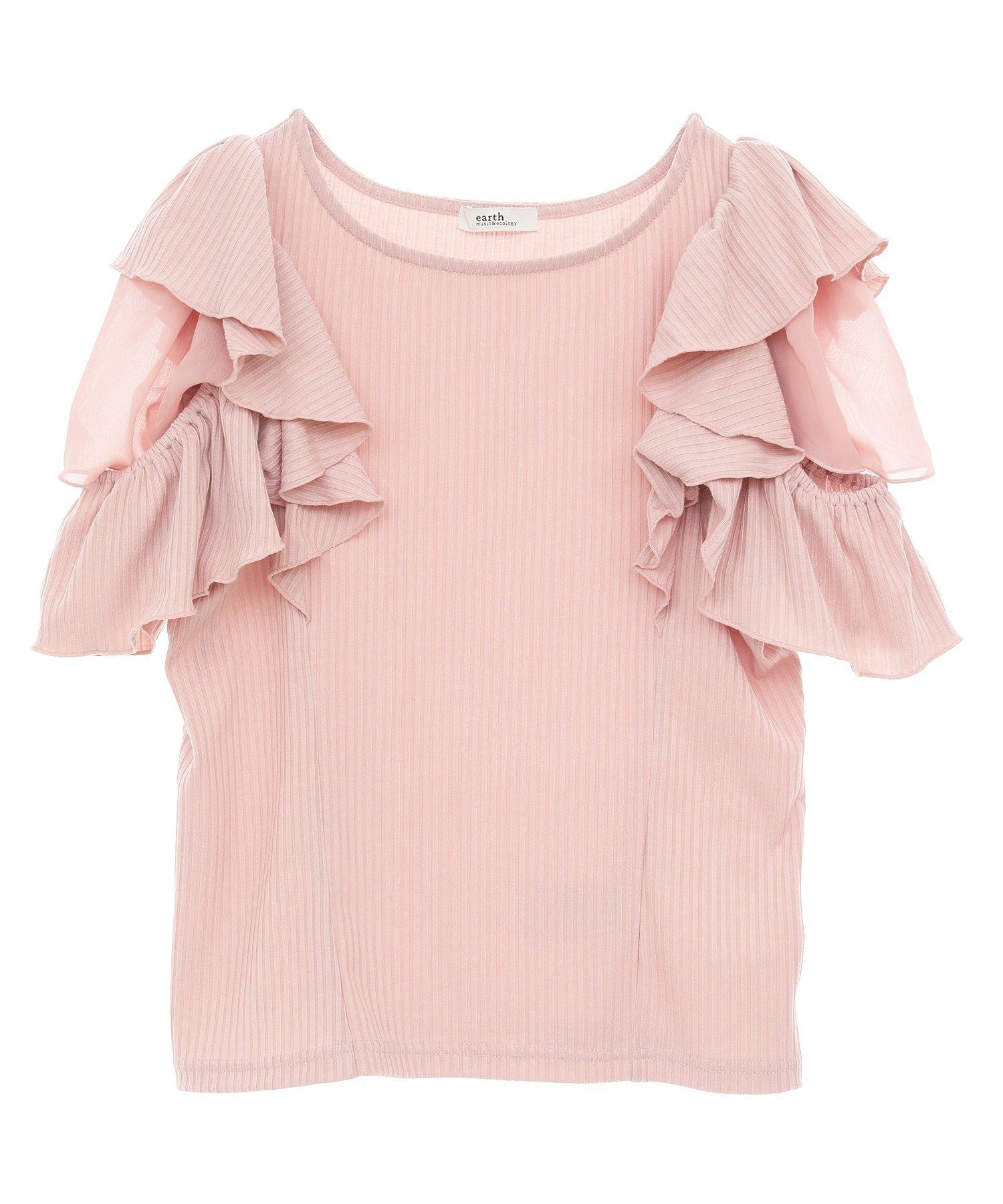 アースミュージックアンドエコロジー earth music&ecology 袖フリルデザインプルオーバー （ピンク） ピンク