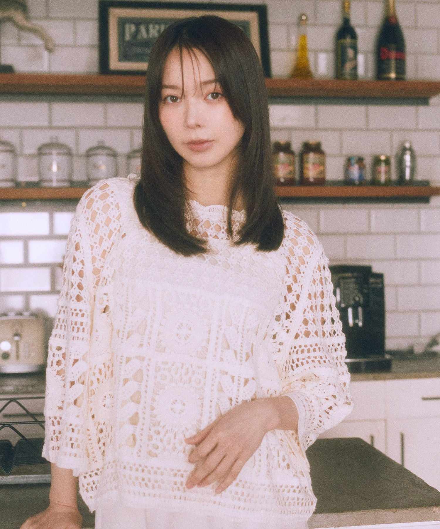 アースミュージックアンドエコロジー earth music&ecology クロシェ風プルオーバー （ライトグリーン） ライトグリーン