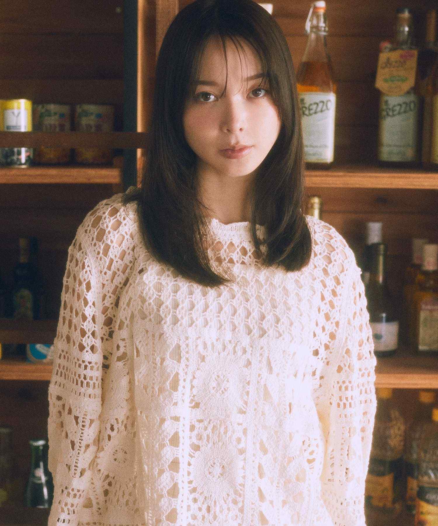 アースミュージックアンドエコロジー earth music&ecology クロシェ風プルオーバー （ライトグリーン） ライトグリーン