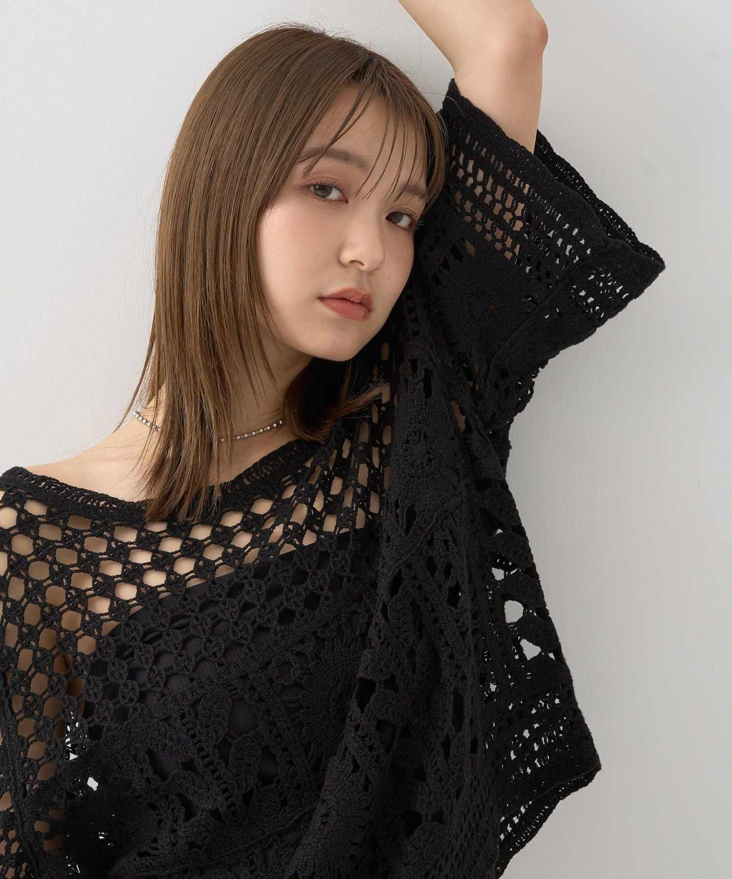 アースミュージックアンドエコロジー earth music&ecology クロシェ風プルオーバー （ライトグリーン） ライトグリーン