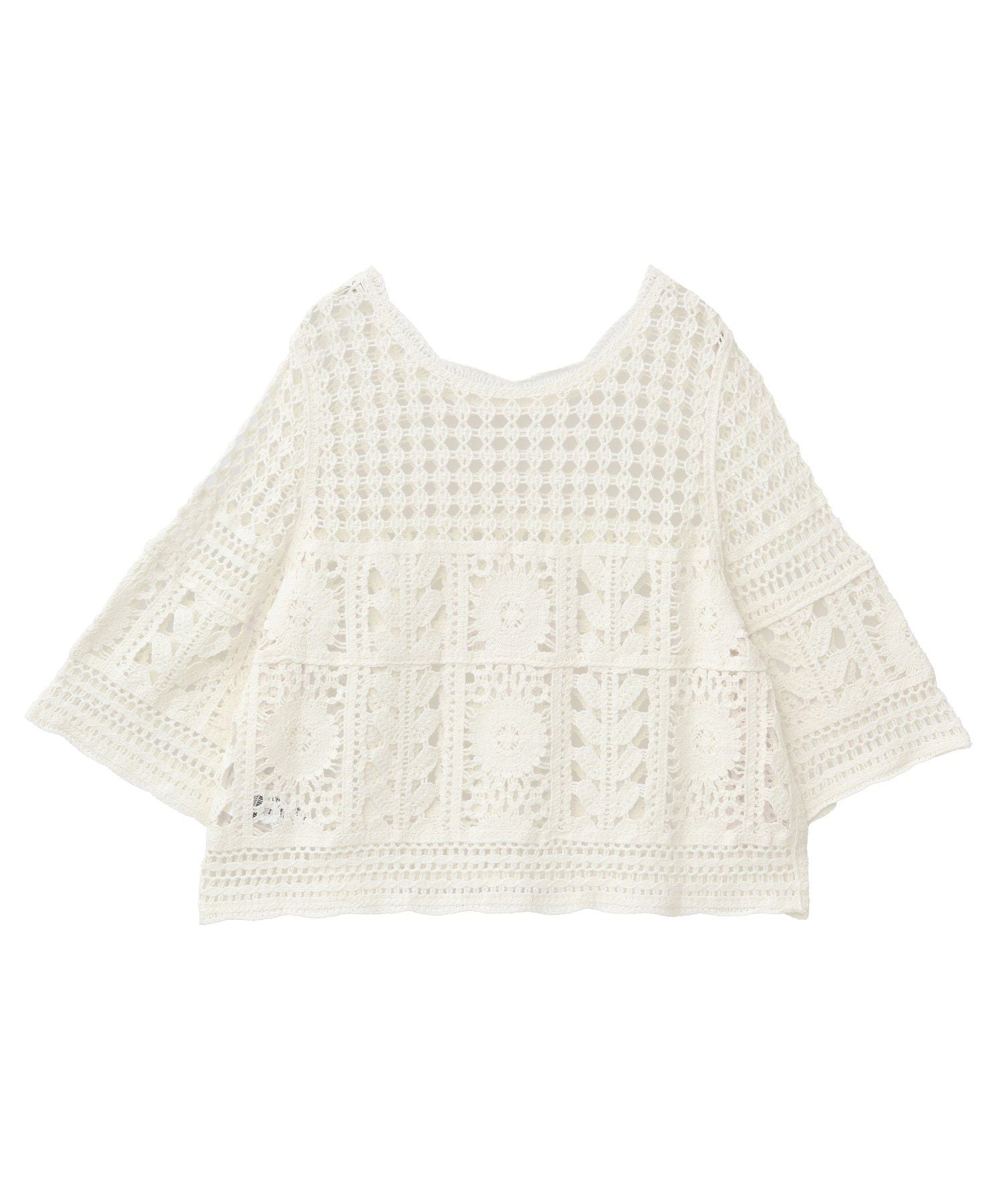 アースミュージックアンドエコロジー earth music&ecology クロシェ風プルオーバー （ライトグリーン） ライトグリーン