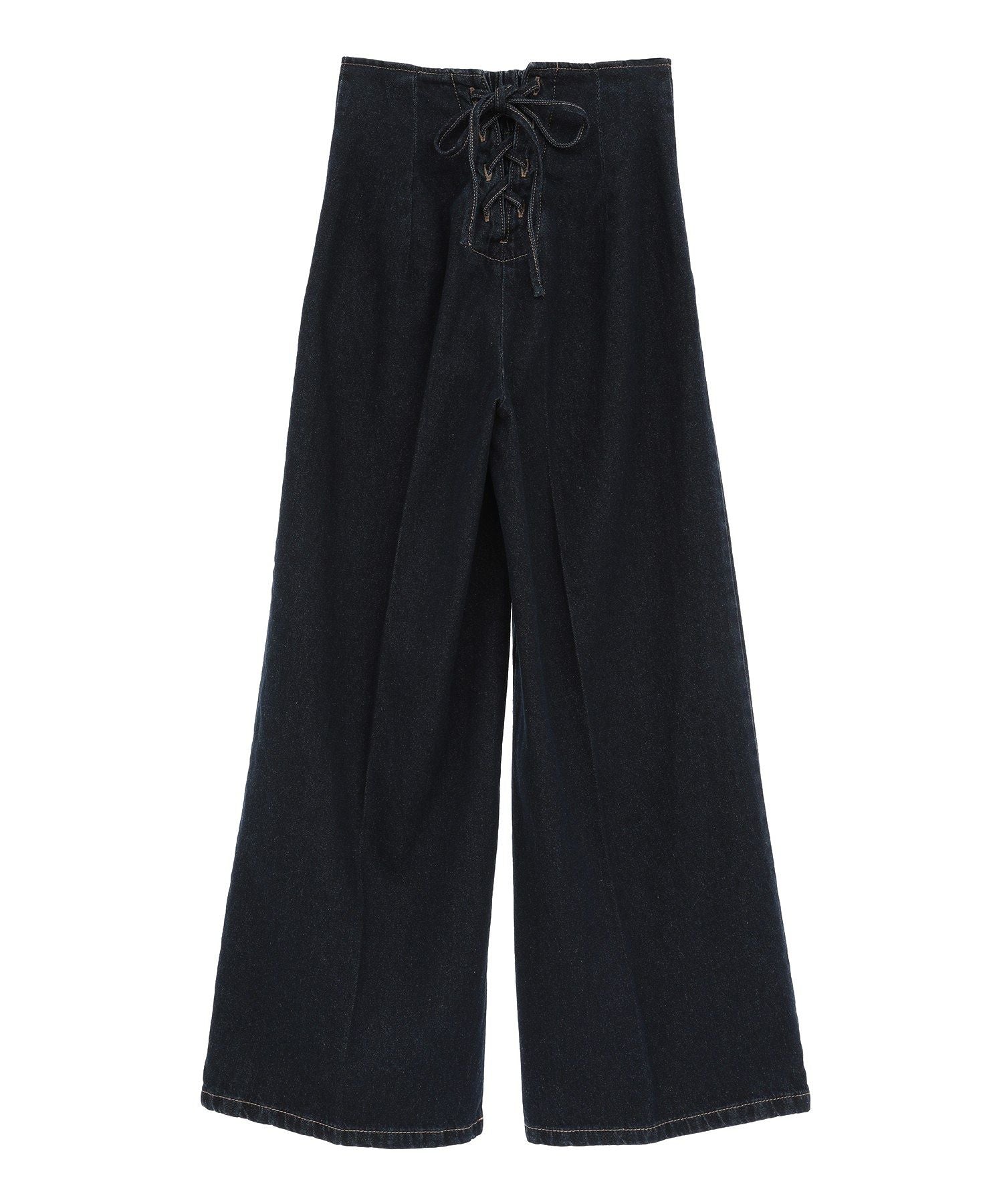 アースミュージックアンドエコロジー earth music&ecology フロントZIPバックレースアップデニム （ミディアムインディゴ） ミディアムインディゴ