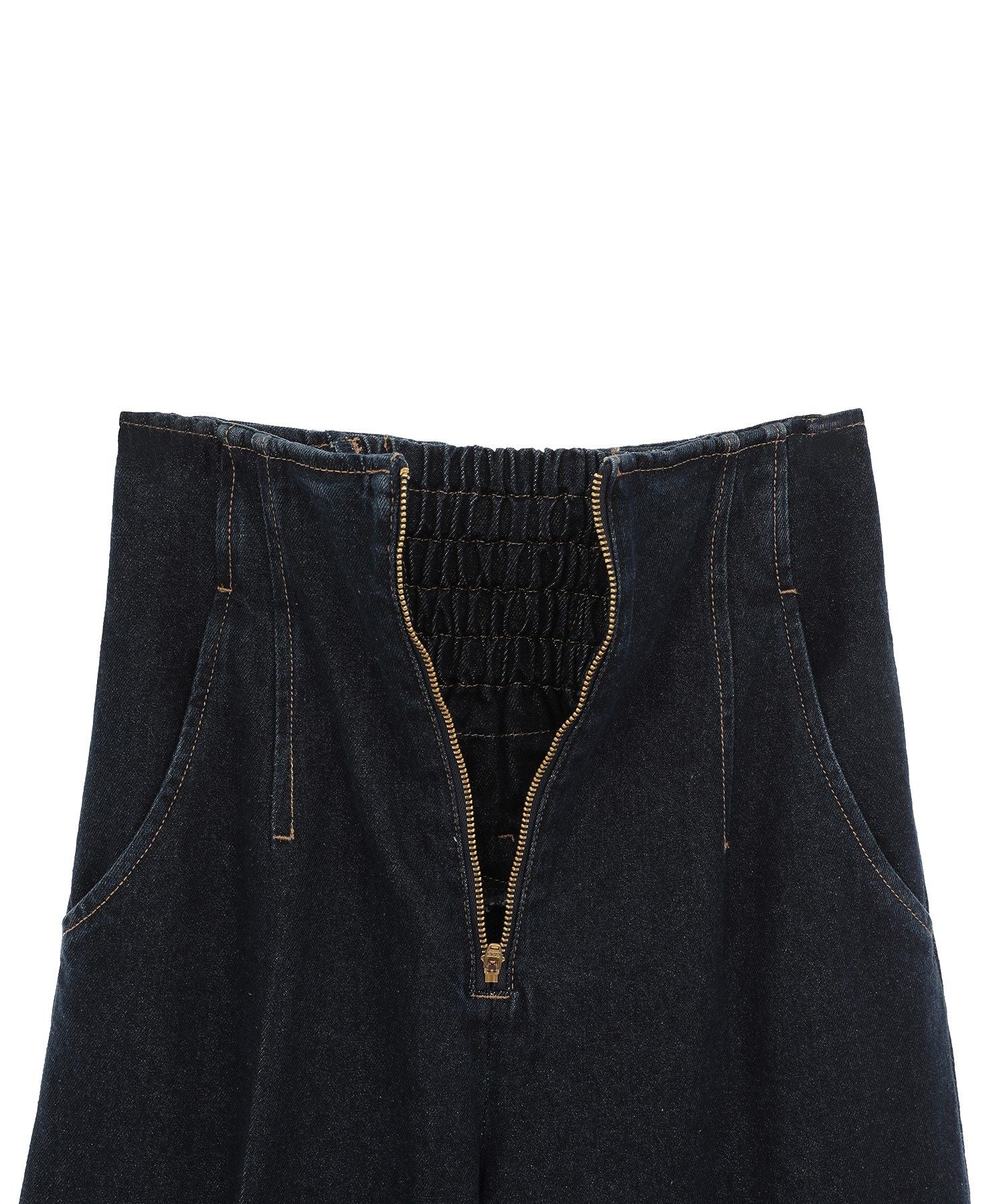 アースミュージックアンドエコロジー earth music&ecology フロントZIPバックレースアップデニム （ミディアムインディゴ） ミディアムインディゴ