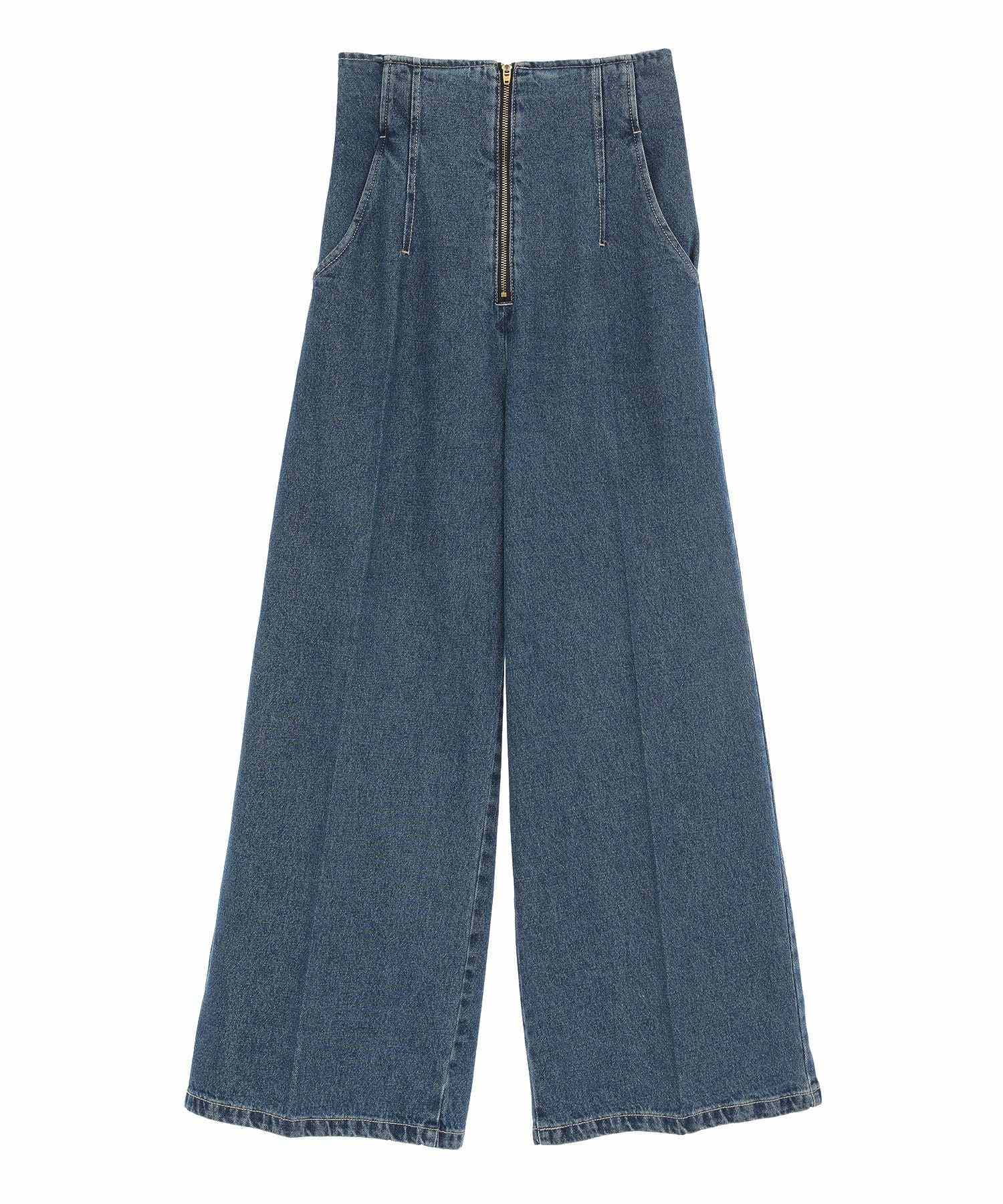 アースミュージックアンドエコロジー earth music&ecology フロントZIPバックレースアップデニム （ミディアムインディゴ） ミディアムインディゴ