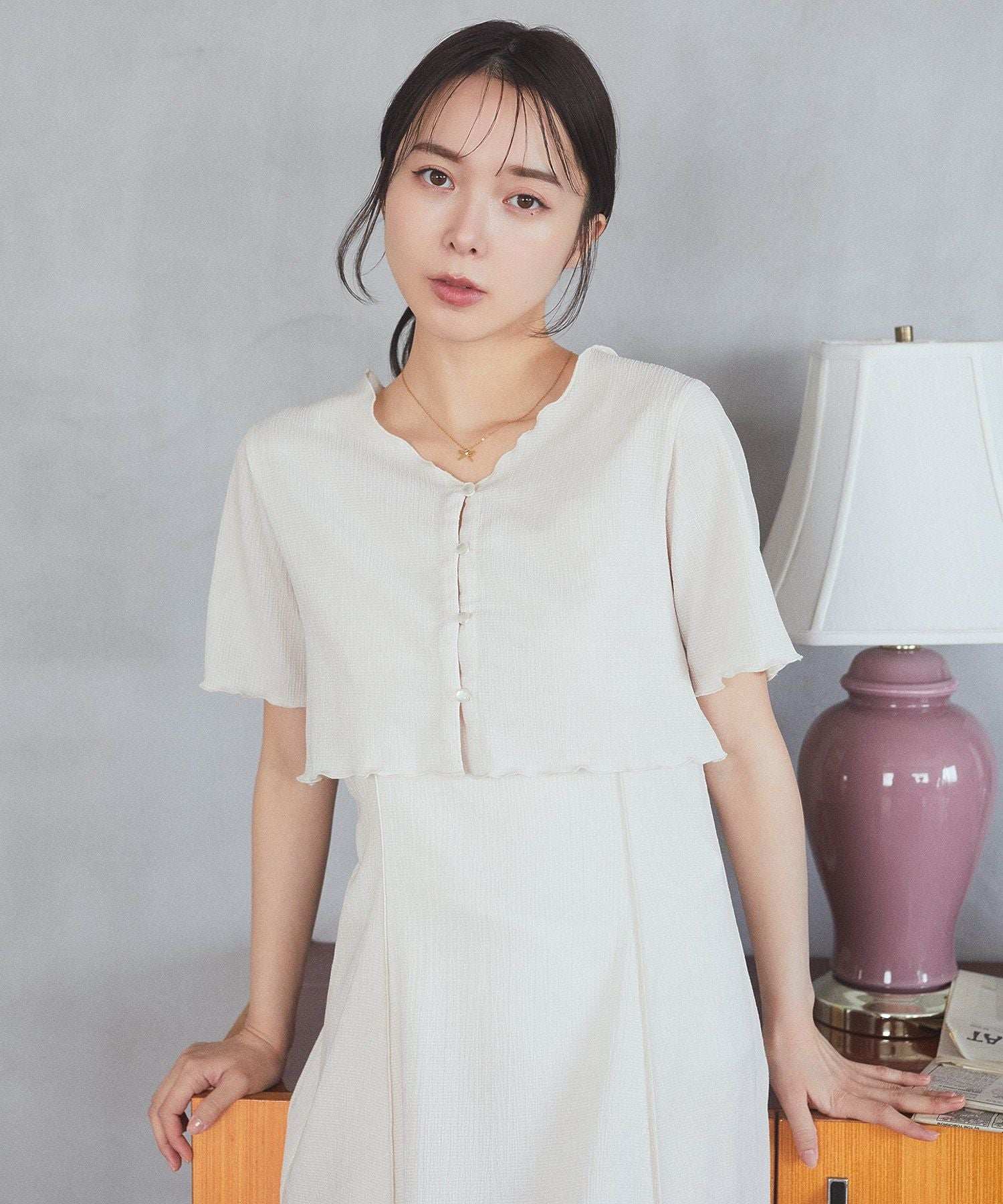 アースミュージックアンドエコロジー earth music&ecology SET2点ギャザーカットカーデ＋キャミワンピース （ブラック） ブラック