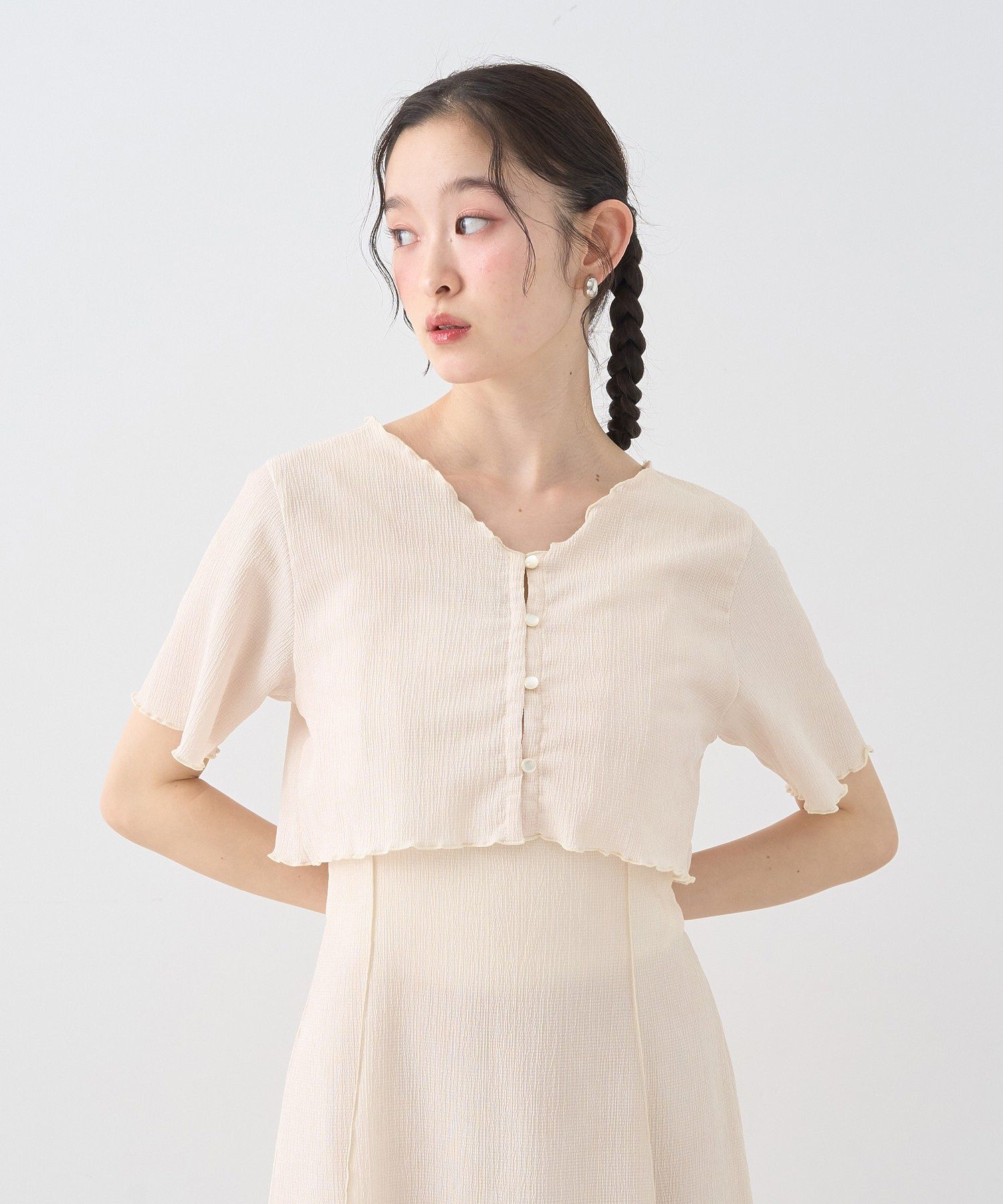 アースミュージックアンドエコロジー earth music&ecology SET2点ギャザーカットカーデ＋キャミワンピース （ブラック） ブラック