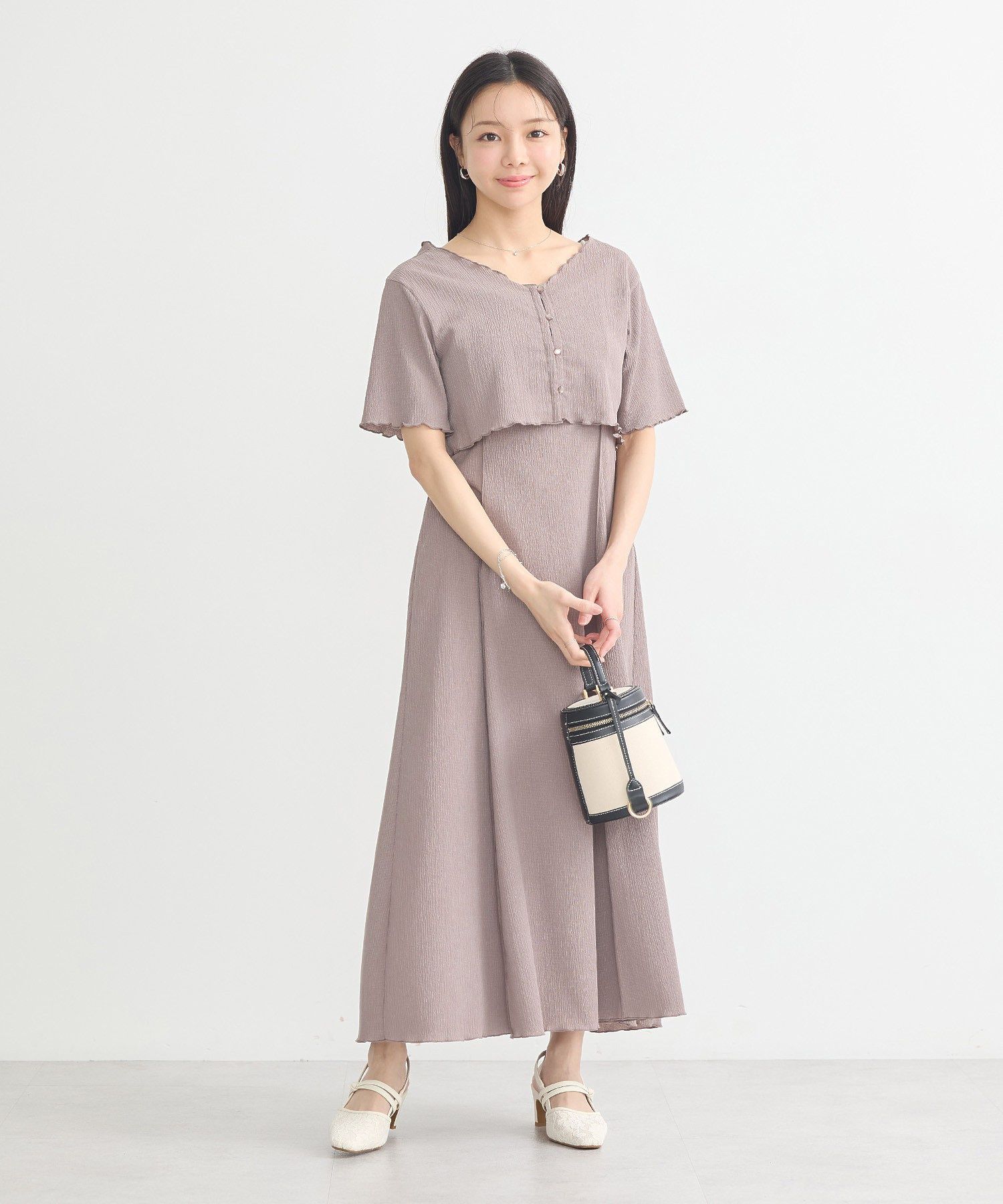 アースミュージックアンドエコロジー earth music&ecology SET2点ギャザーカットカーデ＋キャミワンピース （ブラック） ブラック