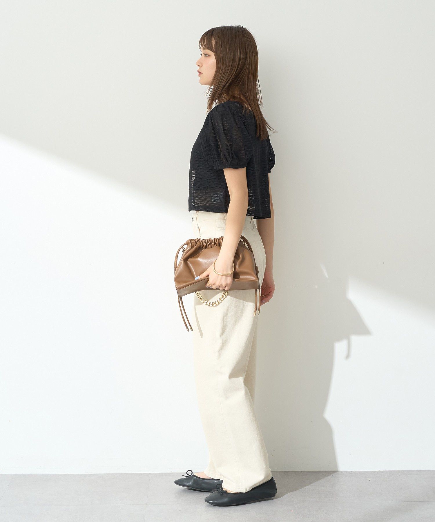 アースミュージックアンドエコロジー earth music&ecology フラワーコード刺繍カーディガン （アイボリー） アイボリー