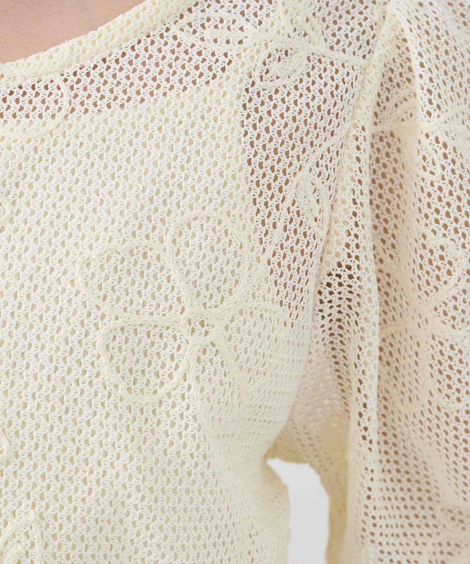 アースミュージックアンドエコロジー earth music&ecology フラワーコード刺繍カーディガン （アイボリー） アイボリー