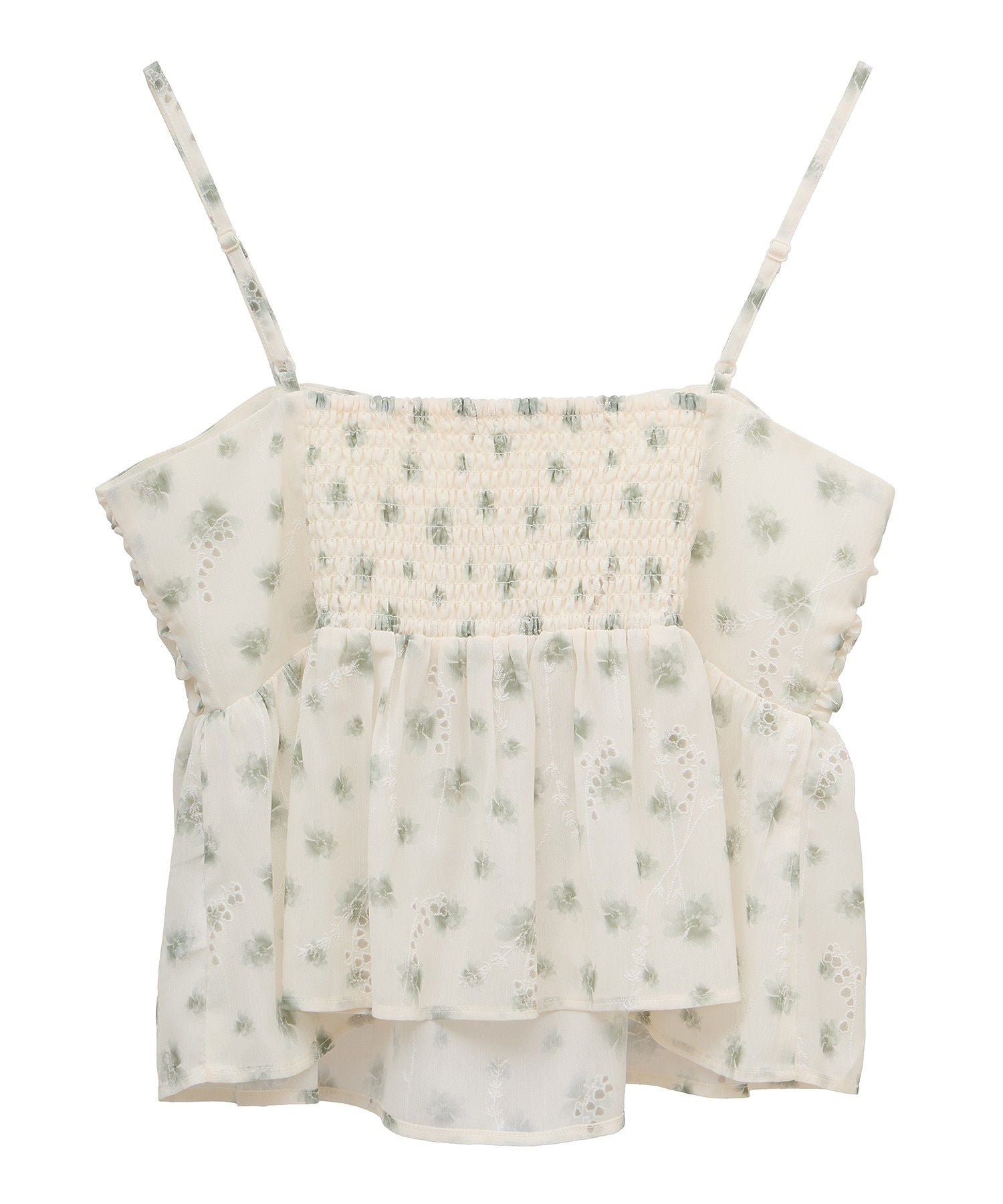 アースミュージックアンドエコロジー earth music&ecology 花柄ギャザーキャミビスチェ （ライトグリーン） ライトグリーン