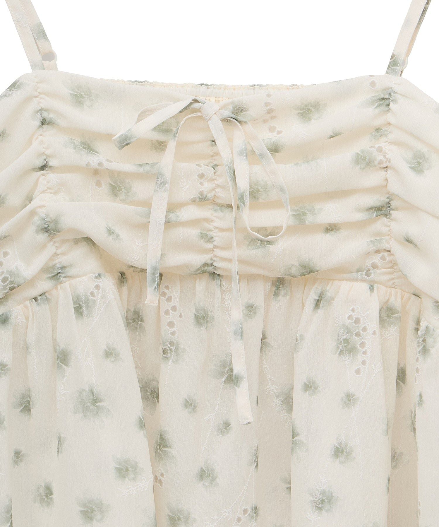 アースミュージックアンドエコロジー earth music&ecology 花柄ギャザーキャミビスチェ （ライトグリーン） ライトグリーン