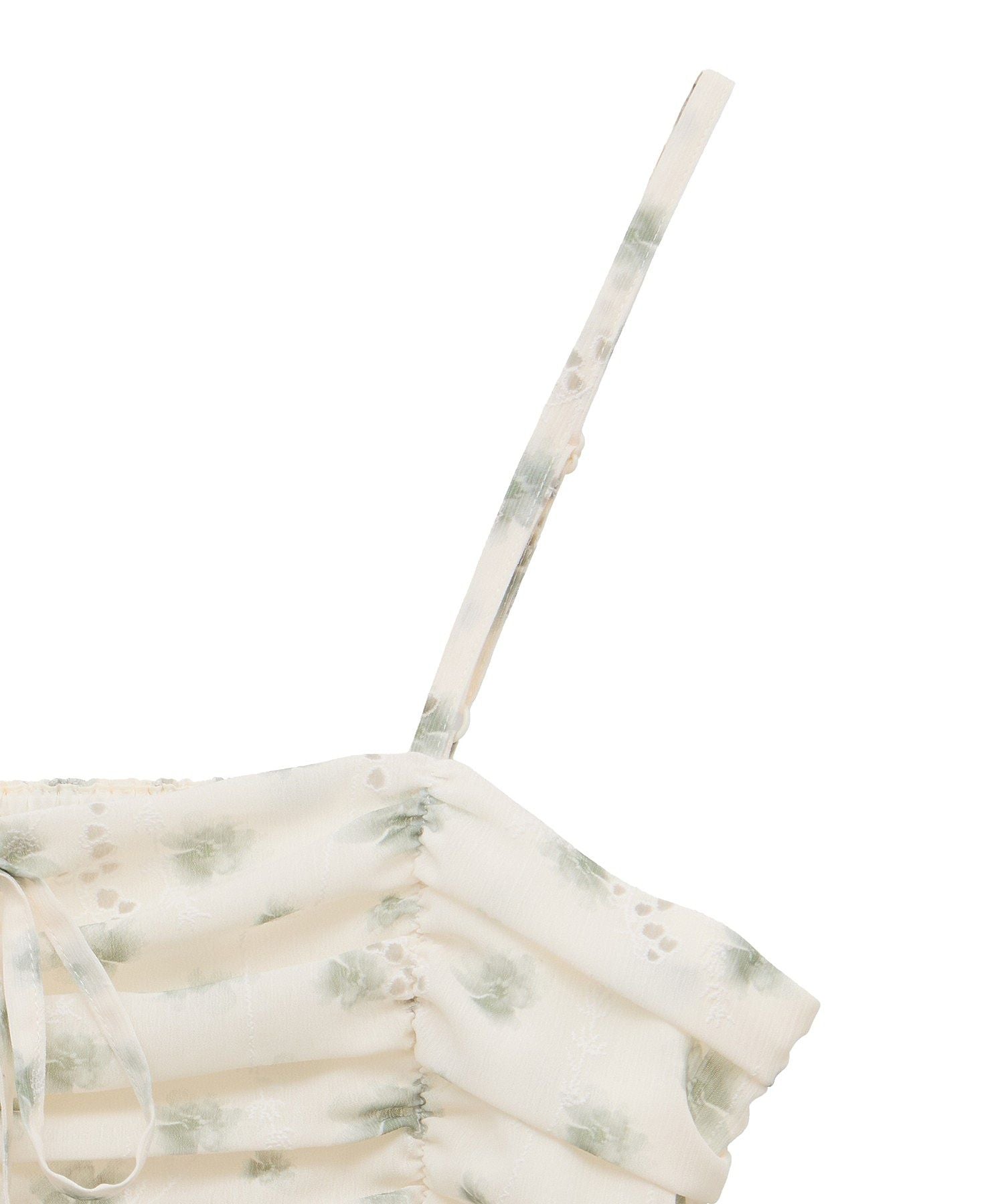 アースミュージックアンドエコロジー earth music&ecology 花柄ギャザーキャミビスチェ （ライトグリーン） ライトグリーン