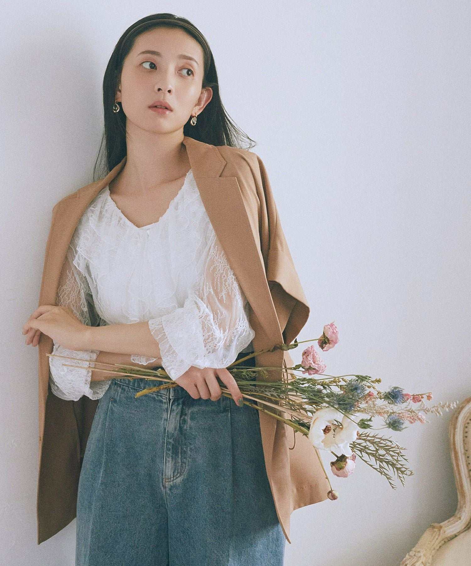 アースミュージックアンドエコロジー earth music&ecology 半袖サイドドロストジャケット （キャメル） キャメル