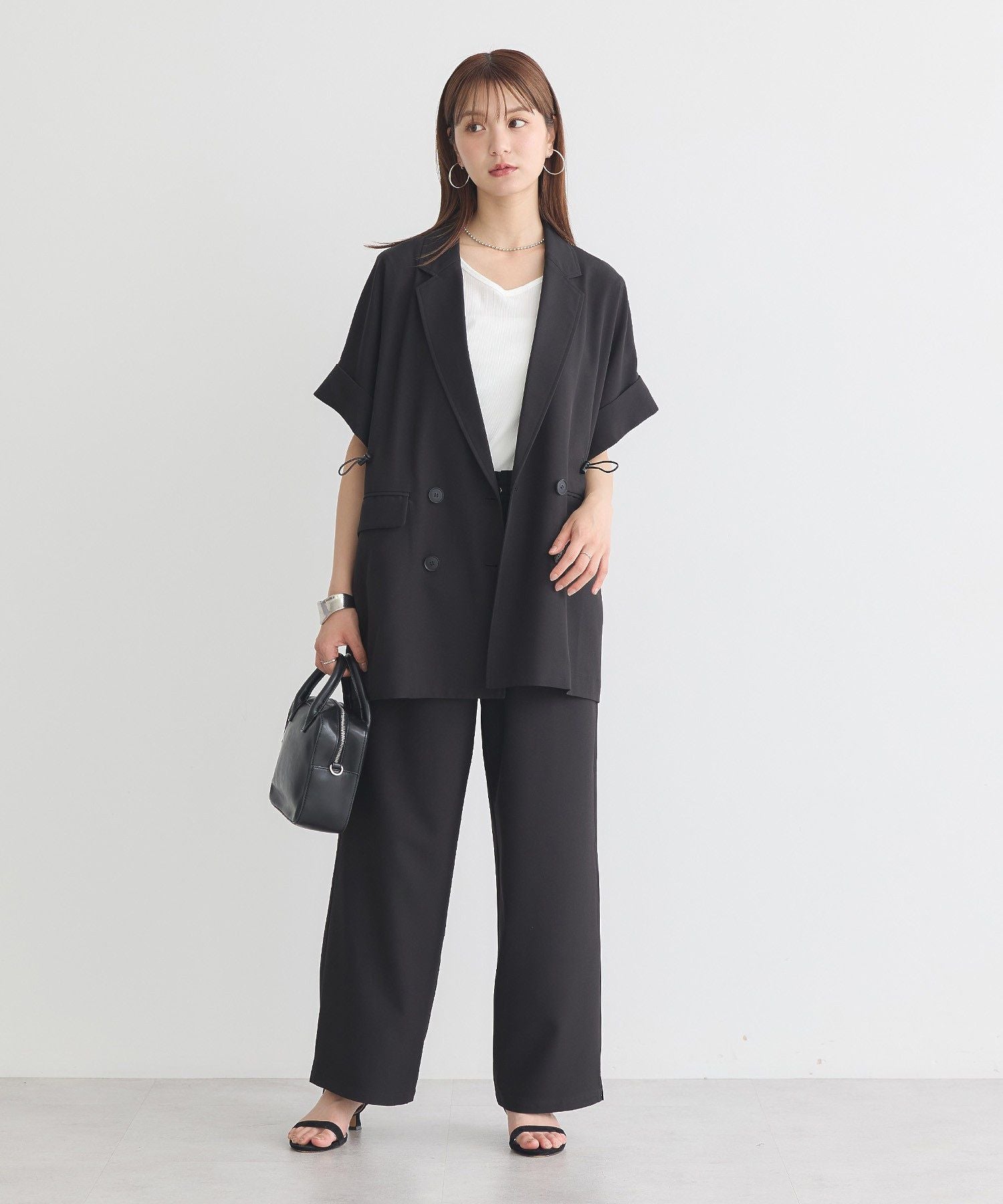 アースミュージックアンドエコロジー earth music&ecology 半袖サイドドロストジャケット （キャメル） キャメル