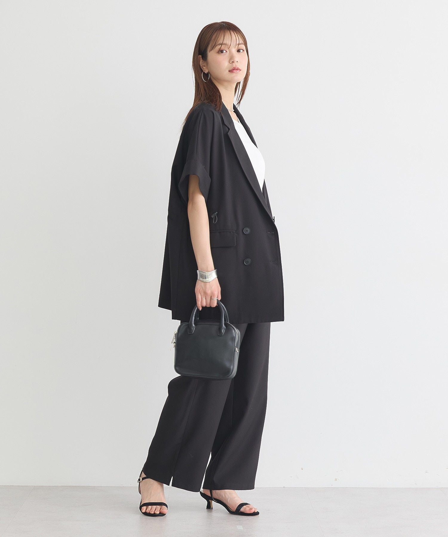 アースミュージックアンドエコロジー earth music&ecology 半袖サイドドロストジャケット （キャメル） キャメル