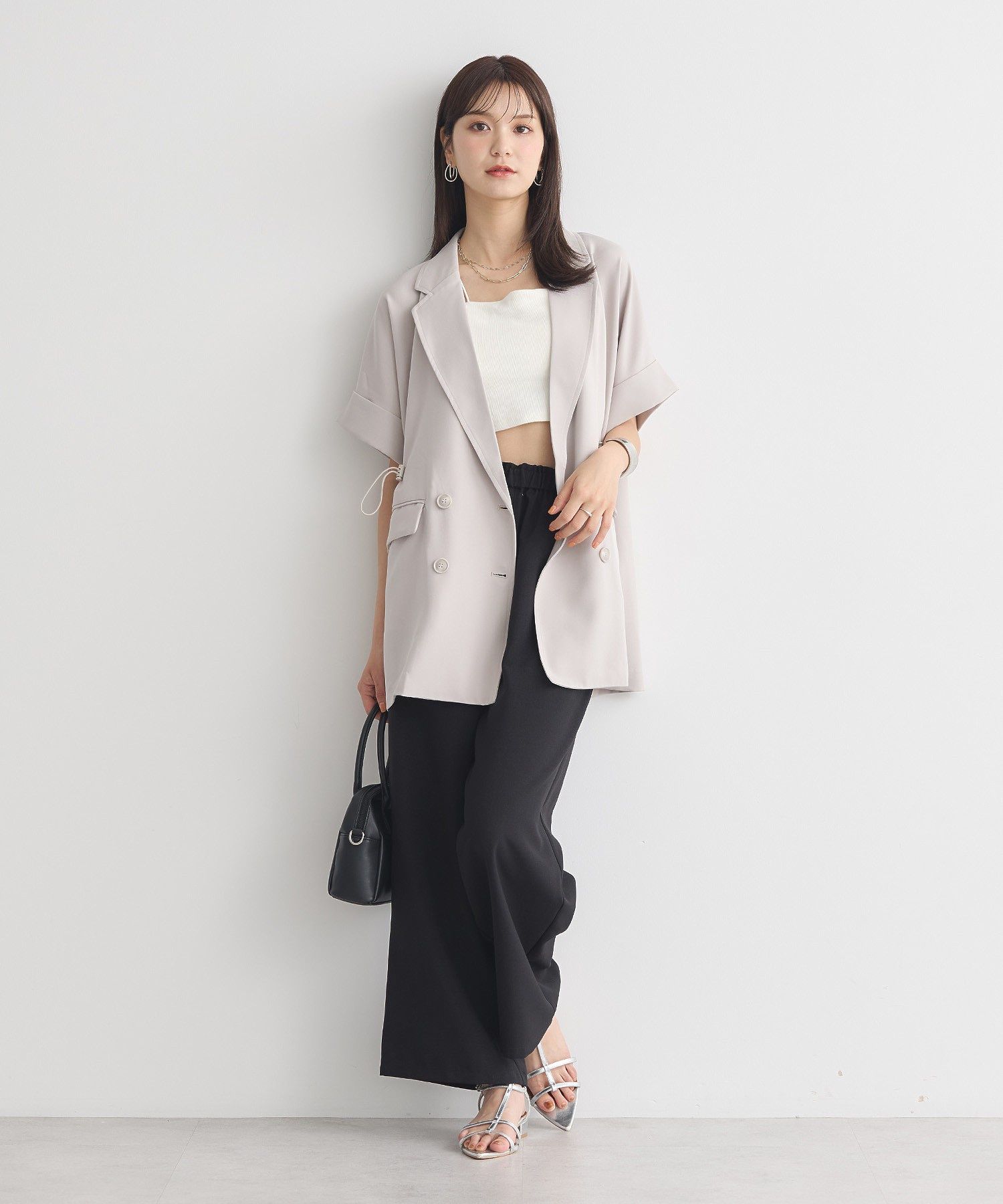 アースミュージックアンドエコロジー earth music&ecology 半袖サイドドロストジャケット （キャメル） キャメル