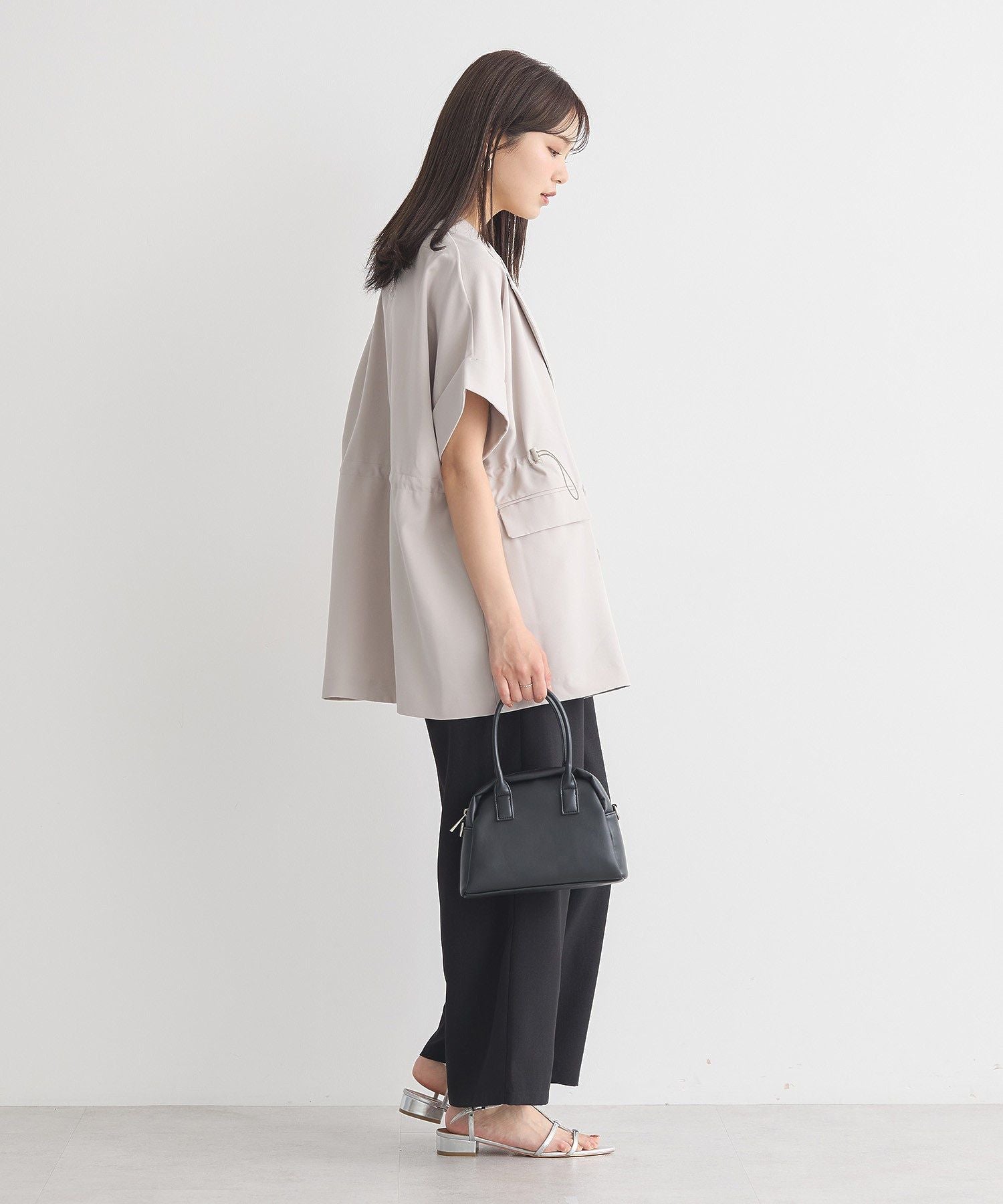 アースミュージックアンドエコロジー earth music&ecology 半袖サイドドロストジャケット （キャメル） キャメル