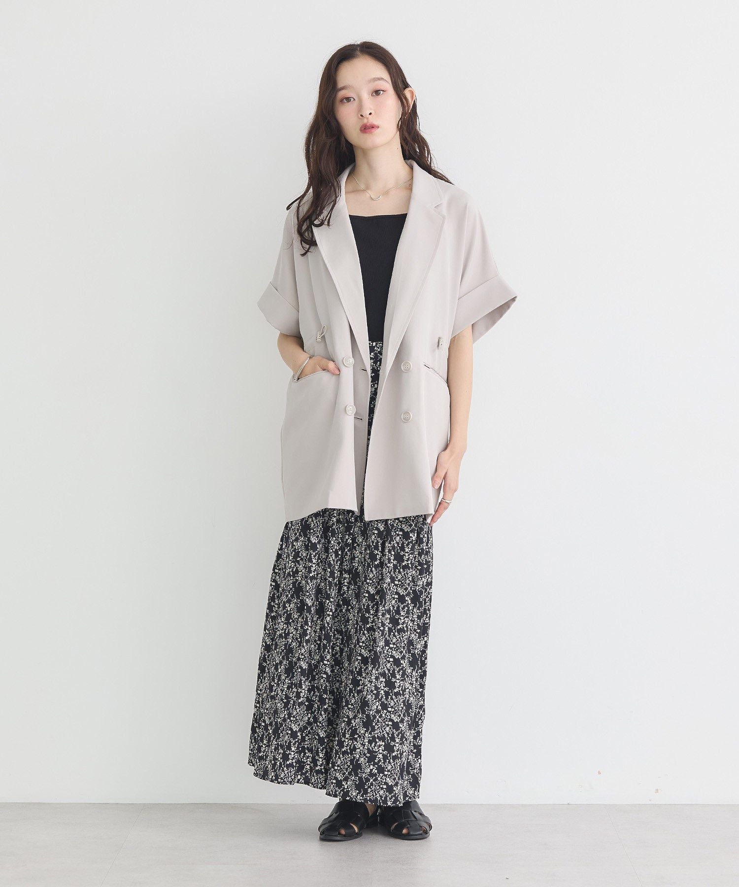 アースミュージックアンドエコロジー earth music&ecology 半袖サイドドロストジャケット （キャメル） キャメル