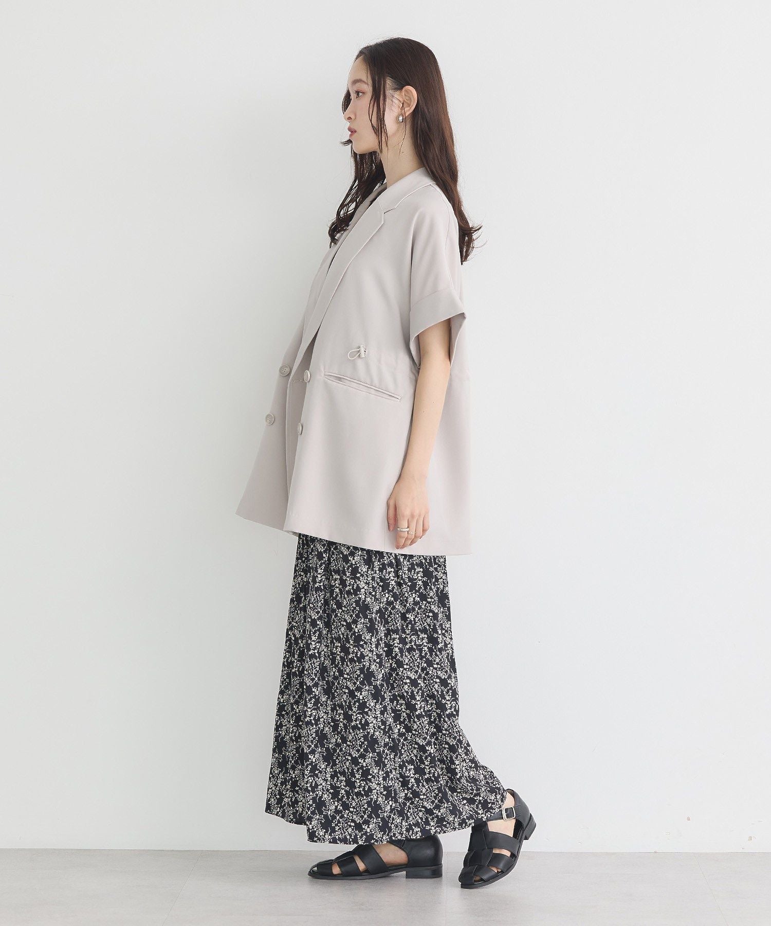 アースミュージックアンドエコロジー earth music&ecology 半袖サイドドロストジャケット （キャメル） キャメル