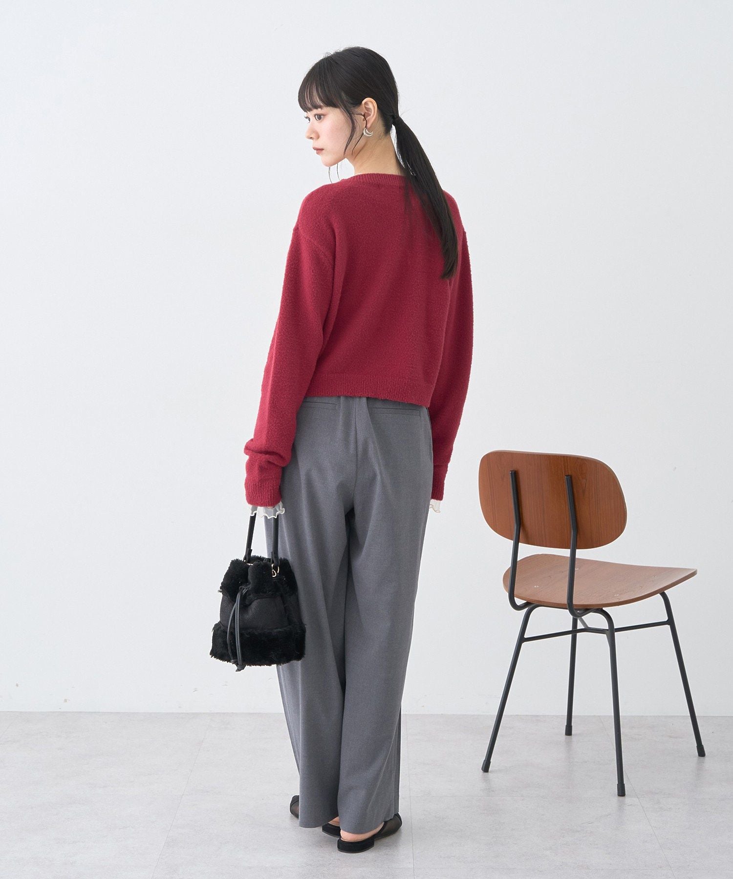 アースミュージックアンドエコロジー earth music&ecology ウエストタブタックパンツ （ブラック） ブラック