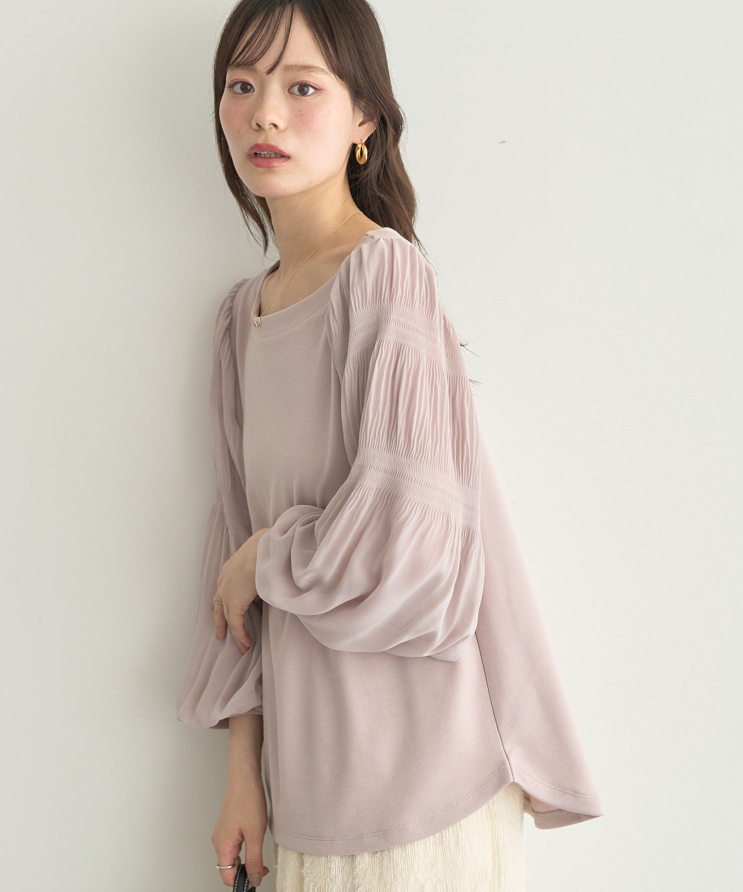 アースミュージックアンドエコロジー earth music&ecology マジョリカプリーツプルオーバー （ピンク） ピンク