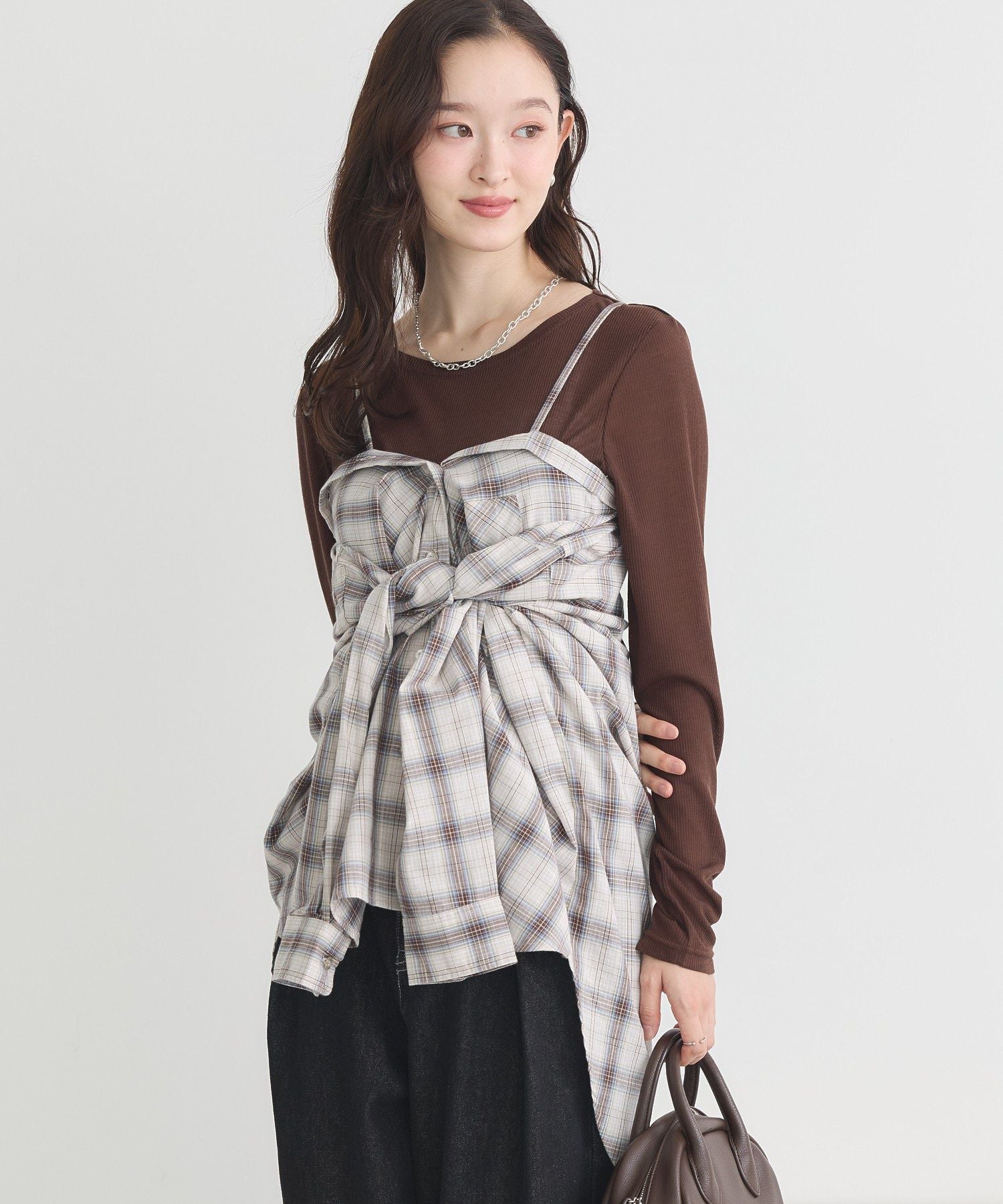 アースミュージックアンドエコロジー earth music&ecology マルチウェイチェックシャツ （チェックベージュ） チェックベージュ