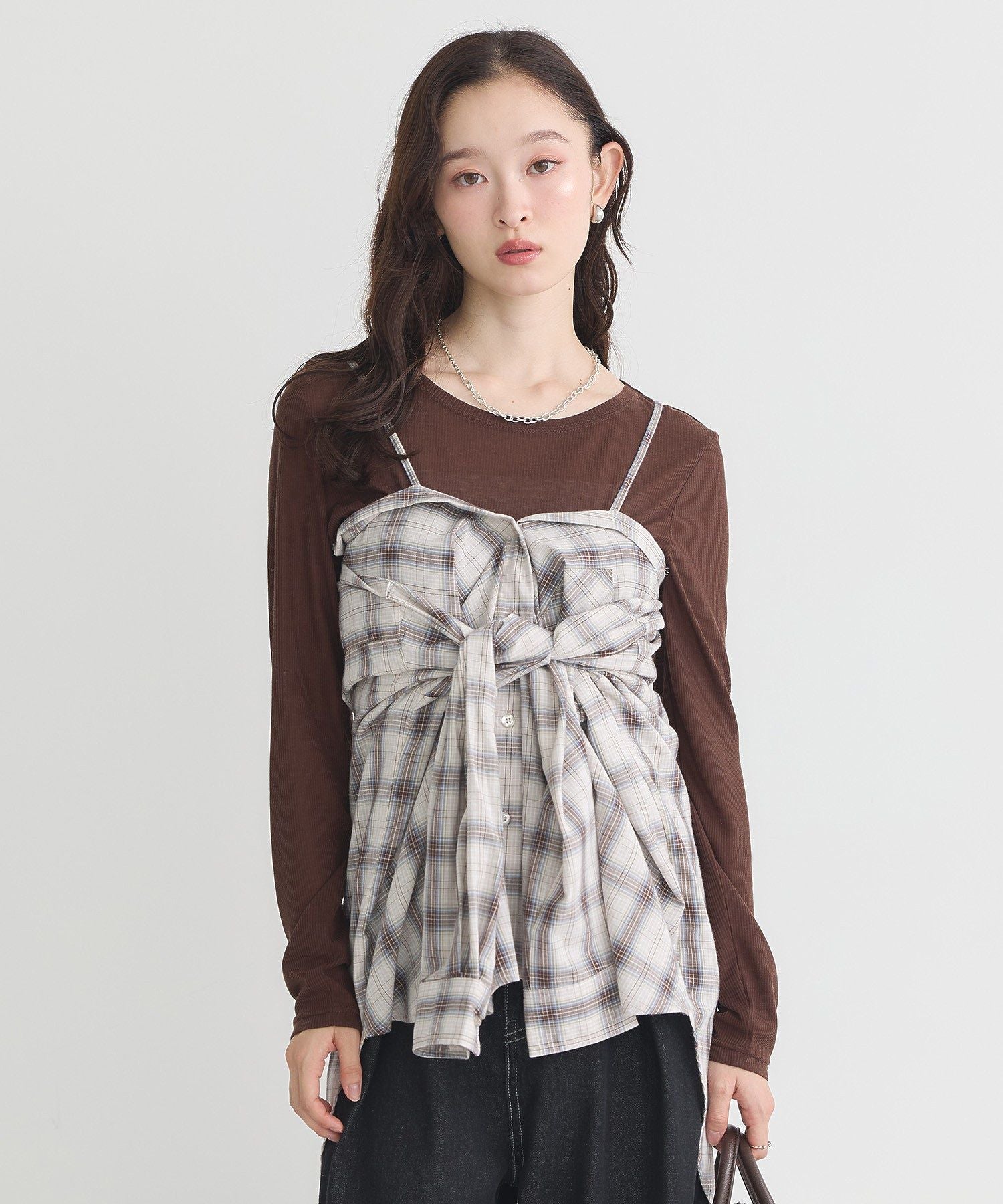 アースミュージックアンドエコロジー earth music&ecology マルチウェイチェックシャツ （チェックベージュ） チェックベージュ