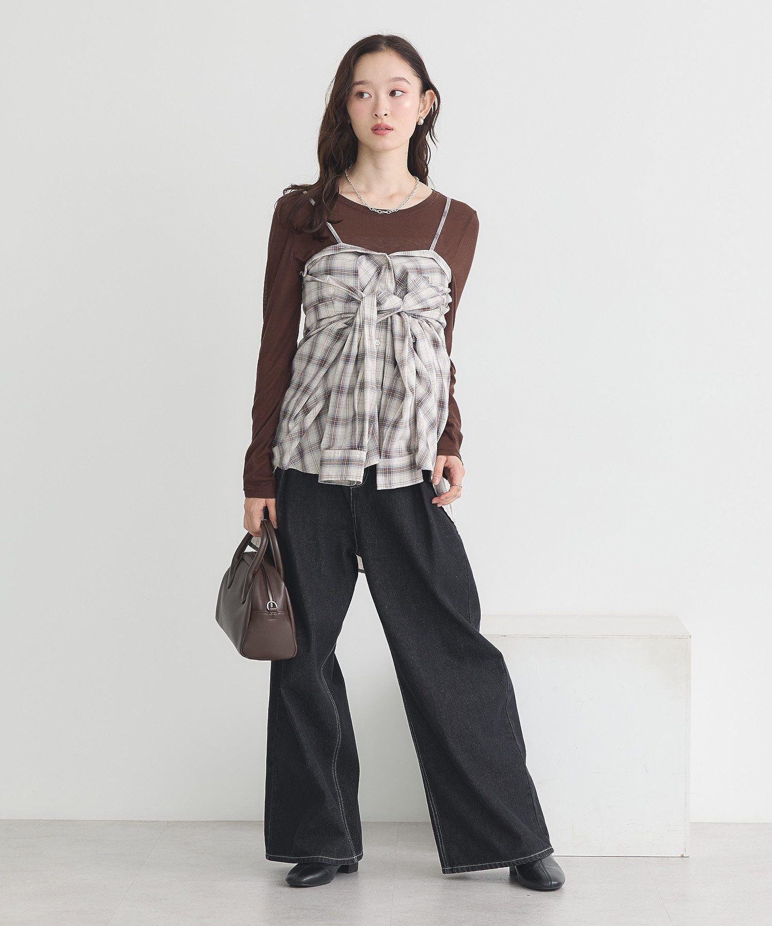 アースミュージックアンドエコロジー earth music&ecology マルチウェイチェックシャツ （チェックベージュ） チェックベージュ