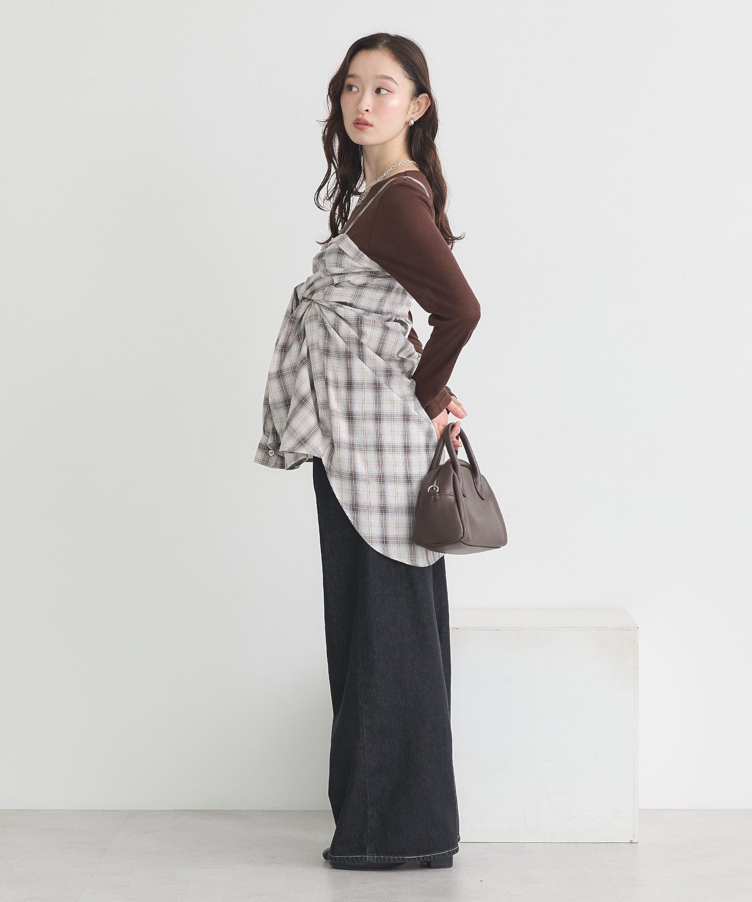 アースミュージックアンドエコロジー earth music&ecology マルチウェイチェックシャツ （チェックベージュ） チェックベージュ