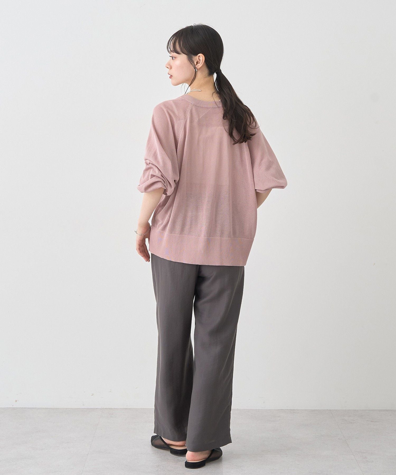 アースミュージックアンドエコロジー earth music&ecology キーネックシアーカーディガン （ブラック） ブラック