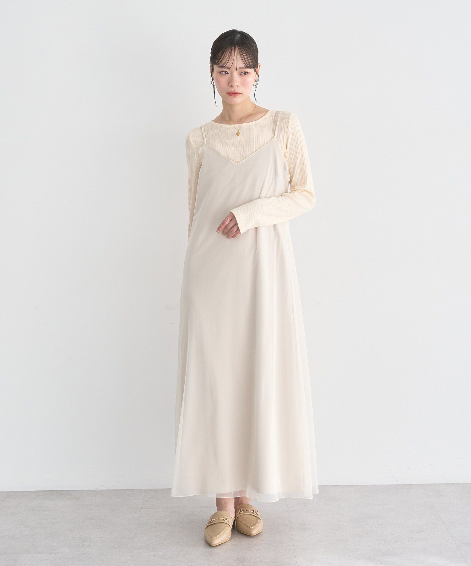 アースミュージックアンドエコロジー earth music&ecology ランダムチェーンリブバックレースプルオーバー （オフホワイト） オフホワイト