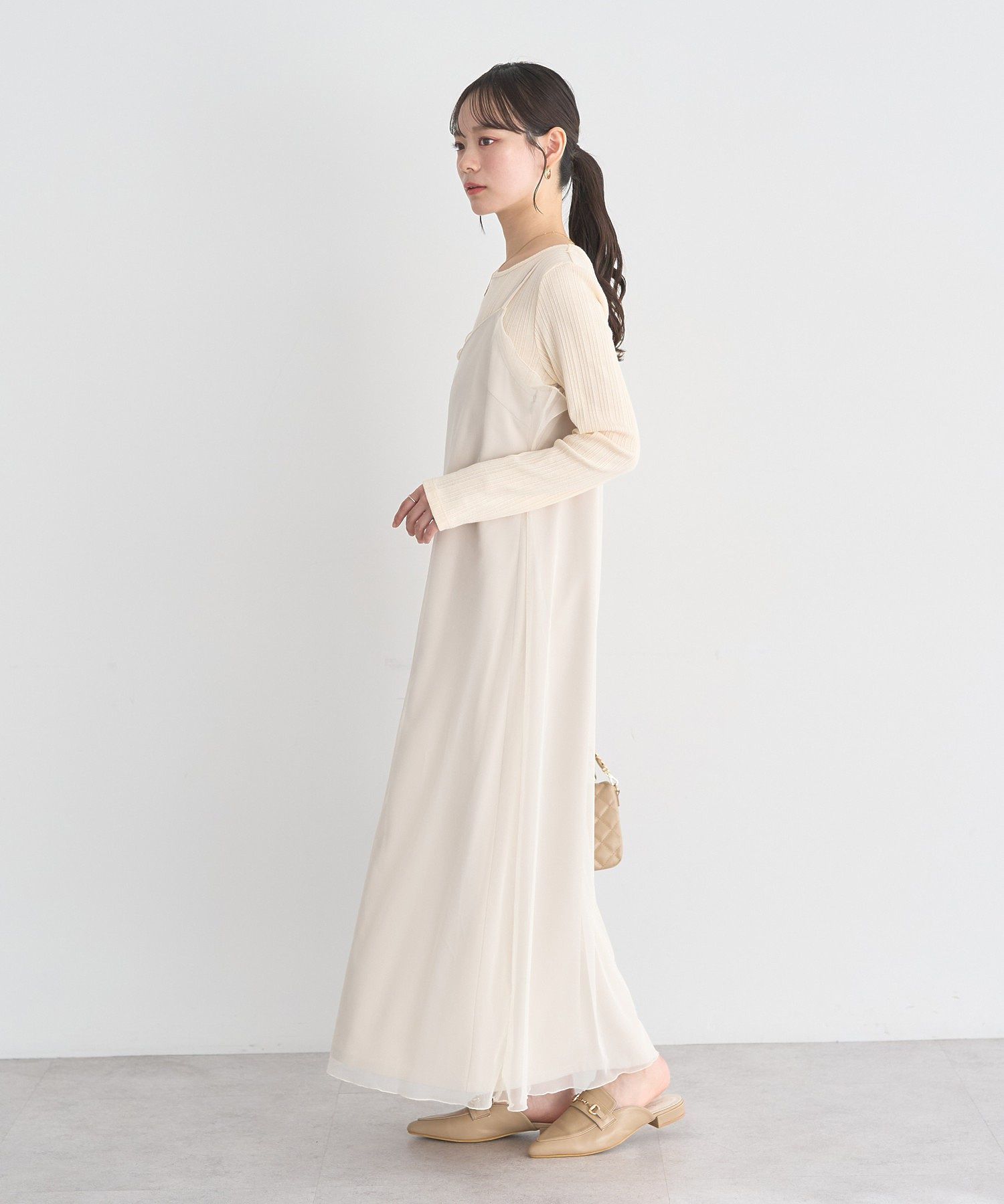 アースミュージックアンドエコロジー earth music&ecology ランダムチェーンリブバックレースプルオーバー （オフホワイト） オフホワイト