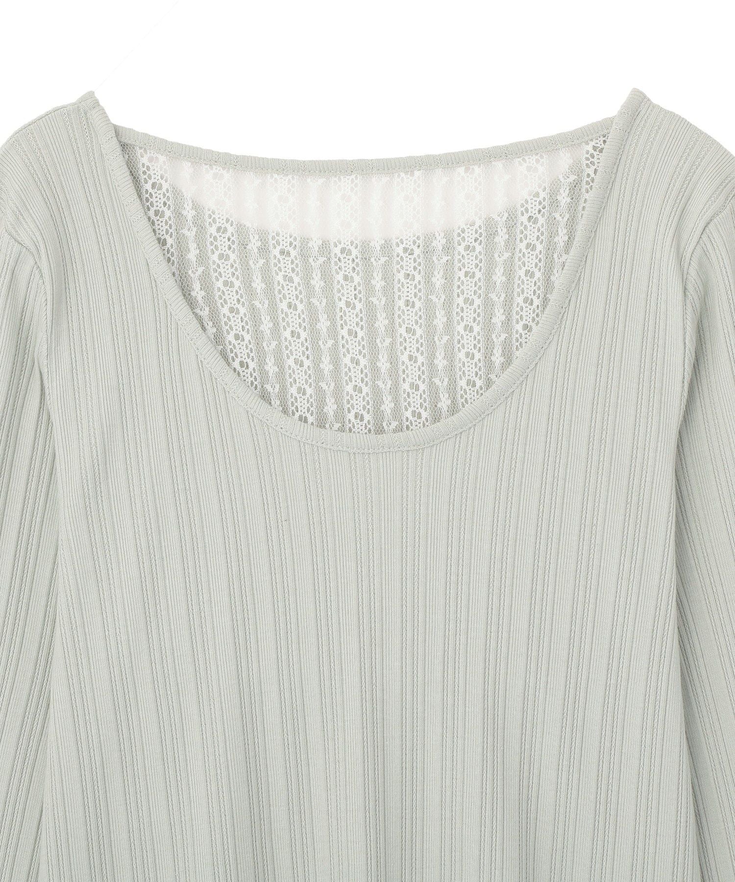 アースミュージックアンドエコロジー earth music&ecology ランダムチェーンリブバックレースプルオーバー （オフホワイト） オフホワイト