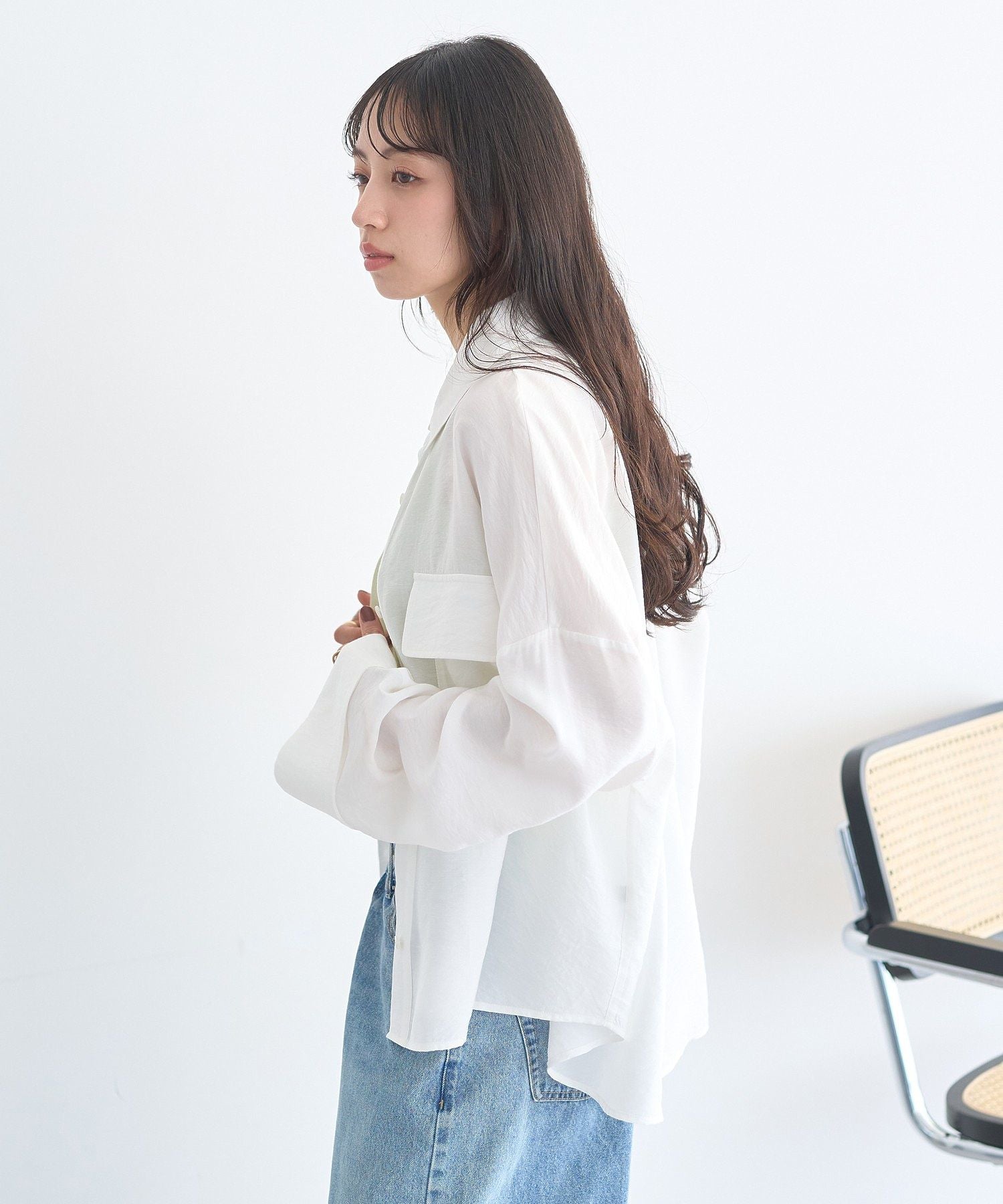 アースミュージックアンドエコロジー earth music&ecology Wポケットシャツ （ピンク） ピンク