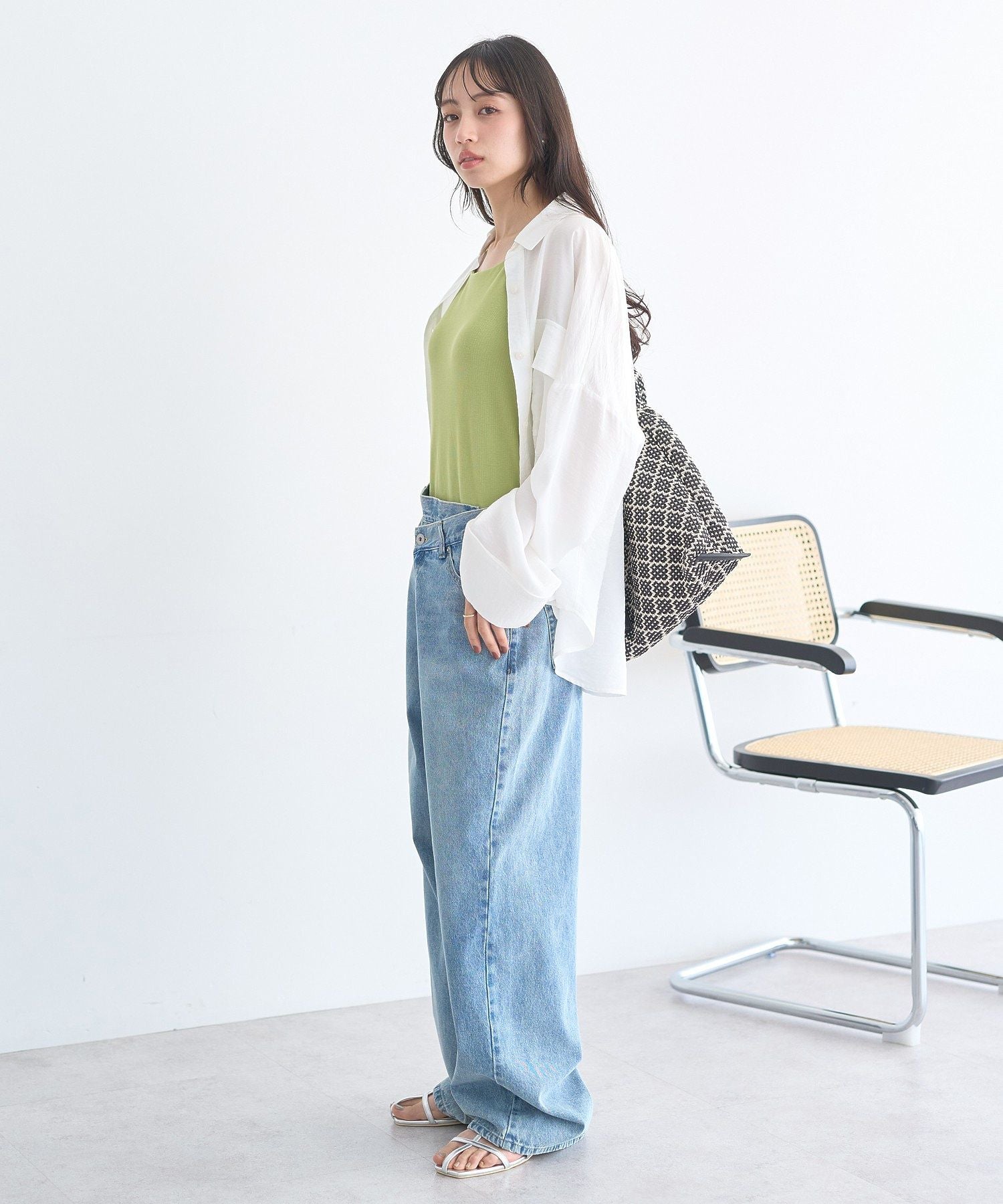 アースミュージックアンドエコロジー earth music&ecology Wポケットシャツ （ピンク） ピンク