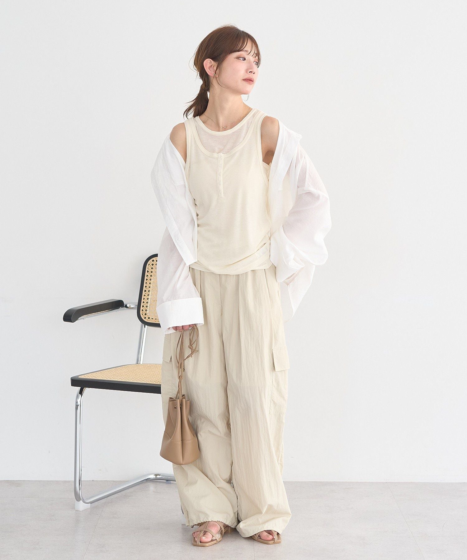 アースミュージックアンドエコロジー earth music&ecology Wポケットシャツ （ピンク） ピンク