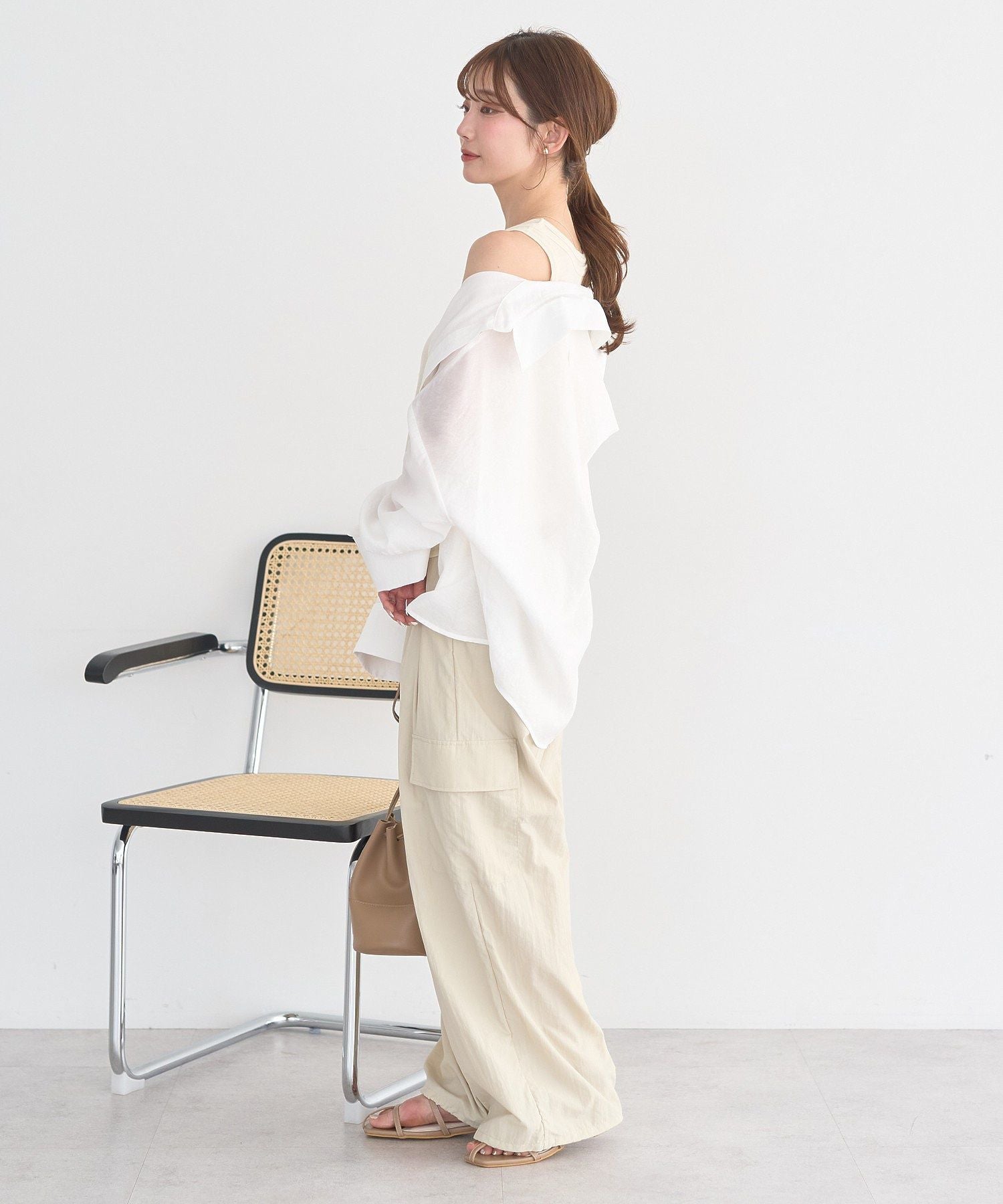 アースミュージックアンドエコロジー earth music&ecology Wポケットシャツ （ピンク） ピンク