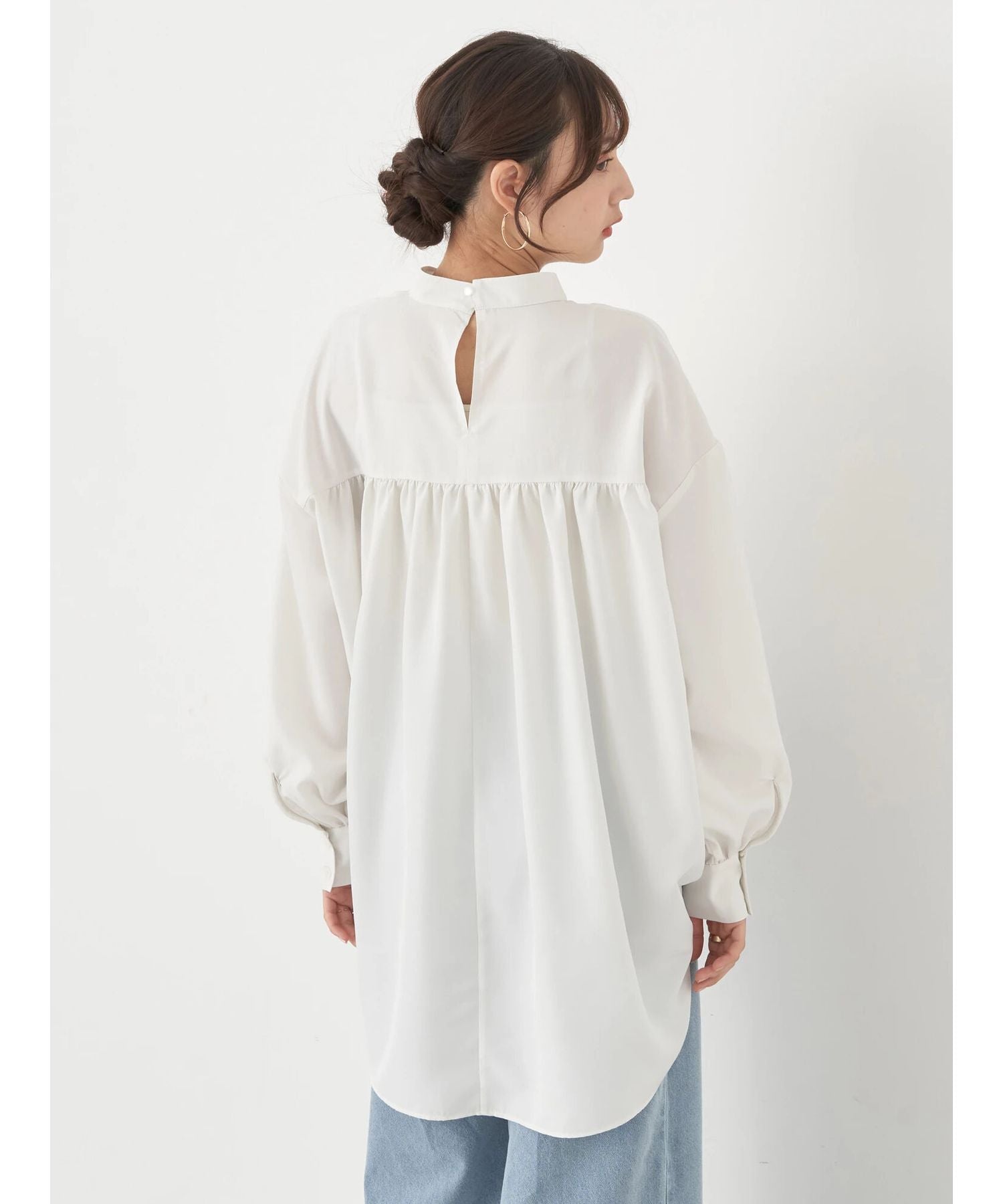 アースミュージックアンドエコロジー earth music&ecology ドロストチュニックブラウス （アイボリー） アイボリー