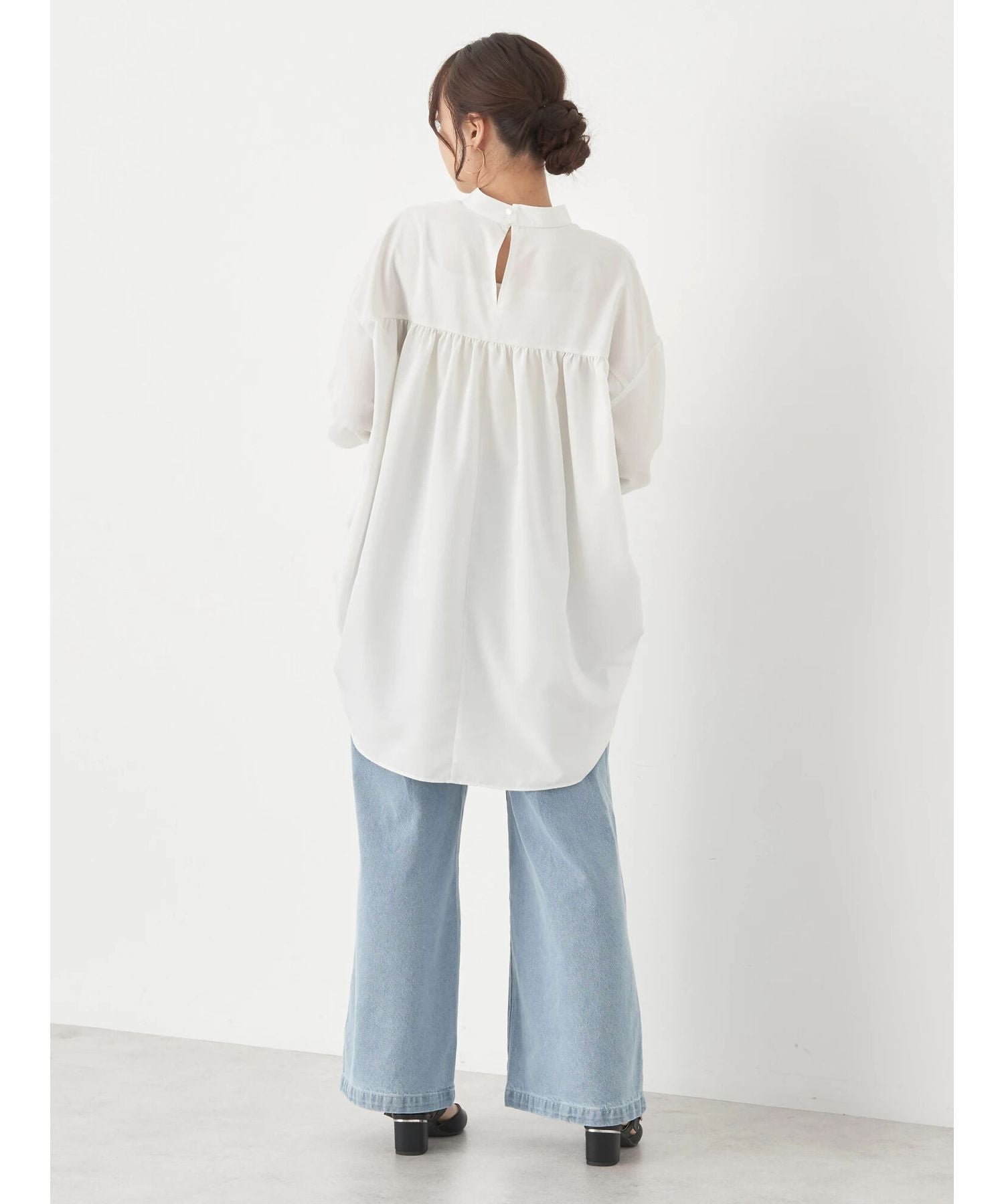 アースミュージックアンドエコロジー earth music&ecology ドロストチュニックブラウス （アイボリー） アイボリー